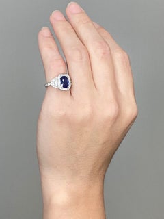 Barmakian Brothers Ring In 18Kt Gold 4.47 Ctw In Calf Cut Diamonds Sapphires
