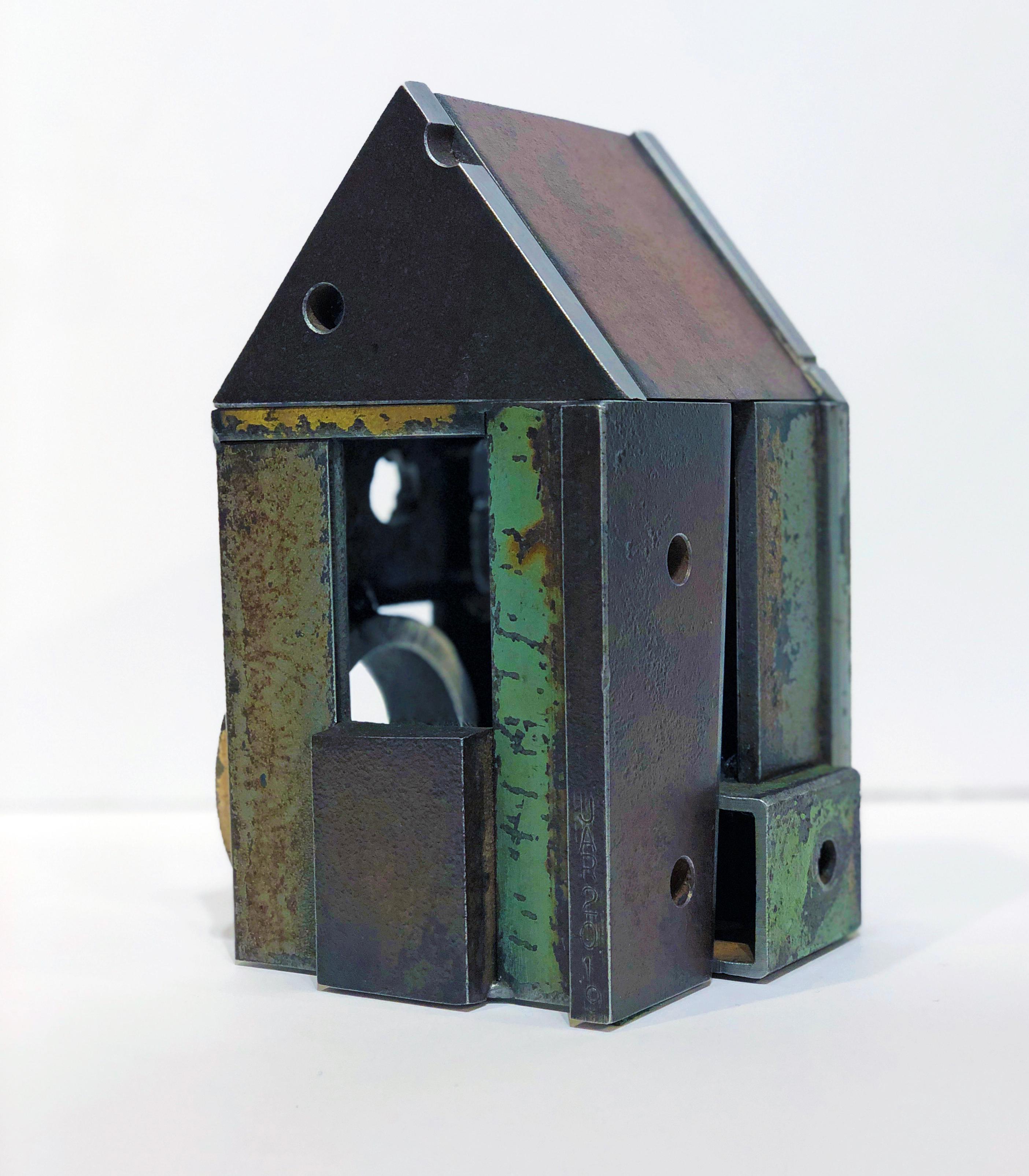 Folk Art Jim Rose Barn House Structure, Welded Steel Object Made with Salvaged Steel