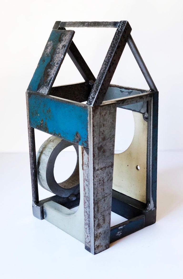 American Jim Rose Barn House Structure, Welded Steel Sculpture Made with Salvaged Steel For Sale