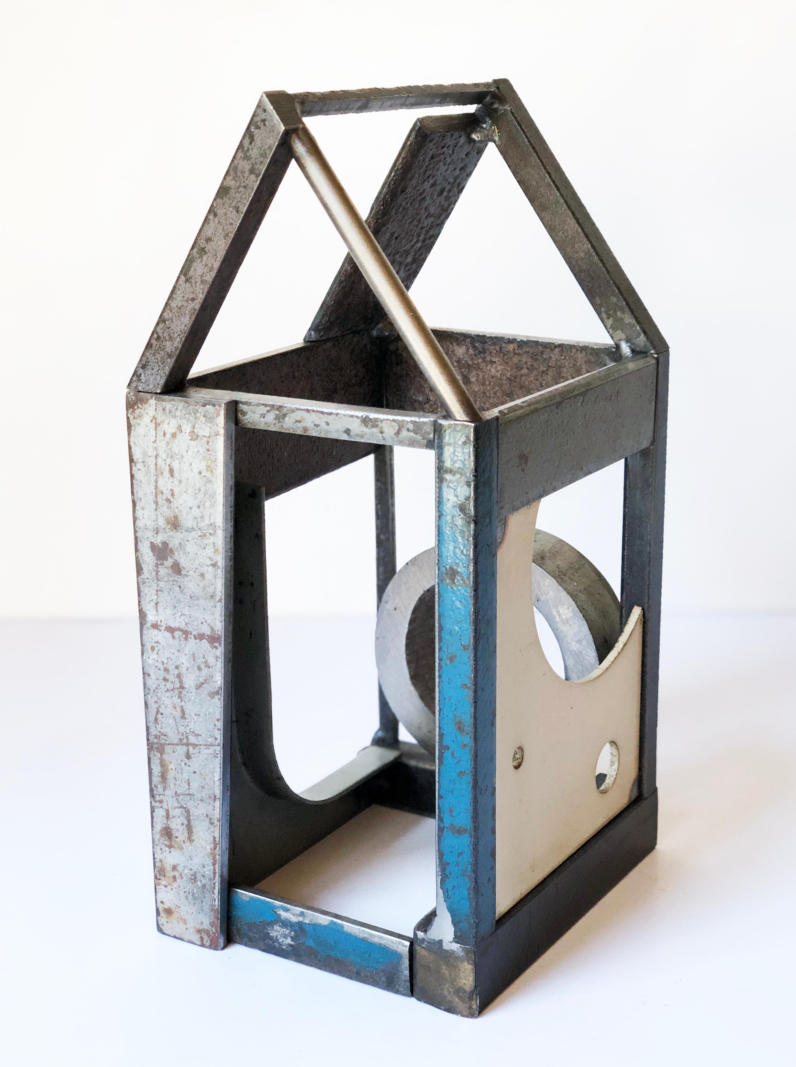 Folk Art Jim Rose Barn House Structure, Welded Steel Sculpture Made with Salvaged Steel