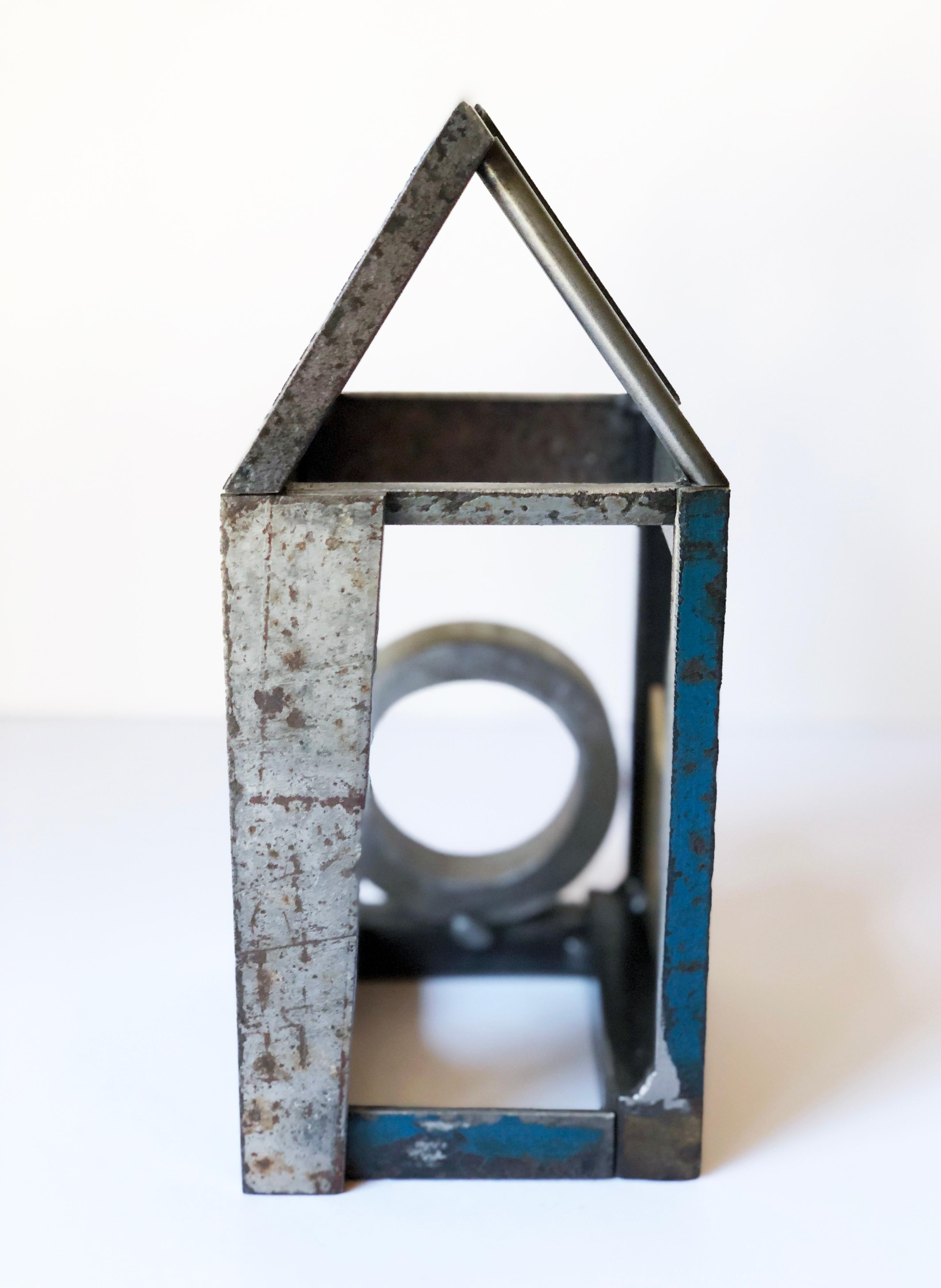 Contemporary Jim Rose Barn House Structure, Welded Steel Sculpture Made with Salvaged Steel