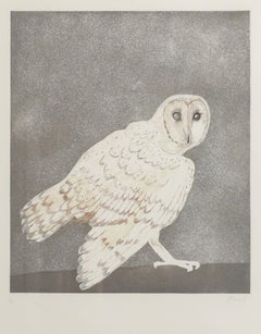Barn Owl, Etching with Aquatint in Colors by Dame Elizabeth Frink, circa 1977