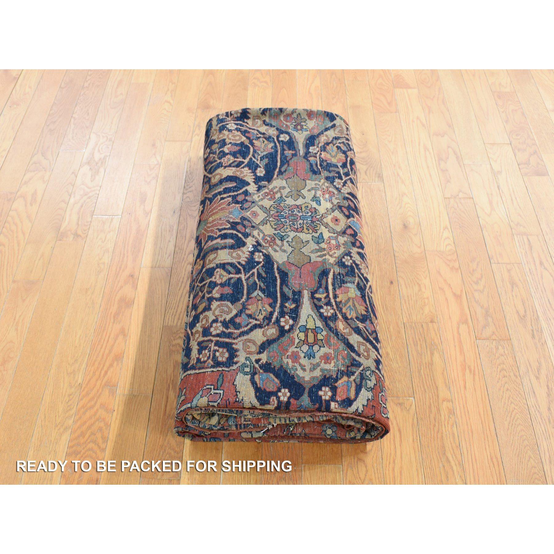 Barn Red Antique Persian Feraghan Sarouk Evenly Worn Hand Knotted Wool Clean Rug For Sale 4