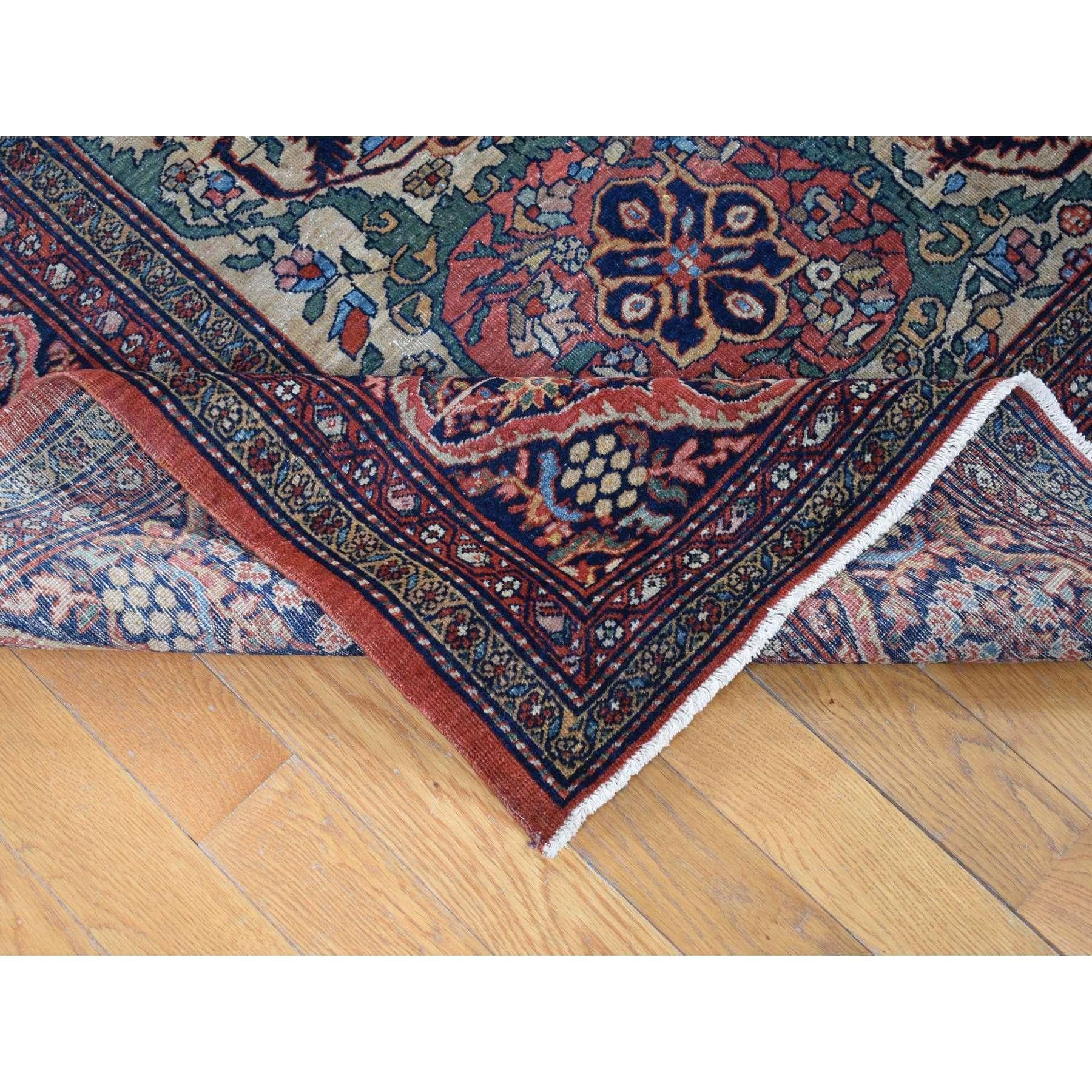 Early 20th Century Barn Red Antique Persian Feraghan Sarouk Evenly Worn Hand Knotted Wool Clean Rug For Sale