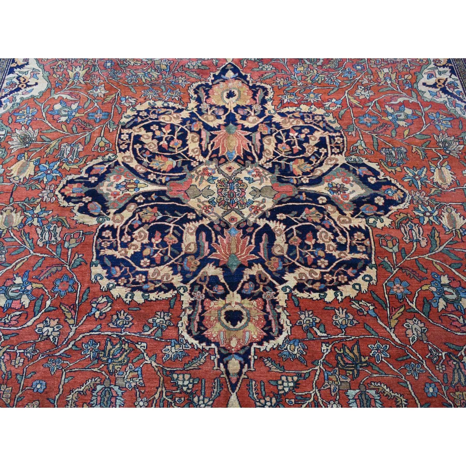 Barn Red Antique Persian Feraghan Sarouk Evenly Worn Hand Knotted Wool Clean Rug For Sale 3