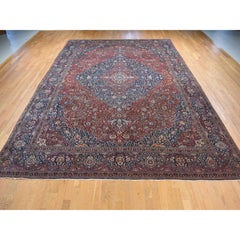Barn Red Antique Persian Kashan Debir Hand Knotted Pure Wool Clean Oversized Rug