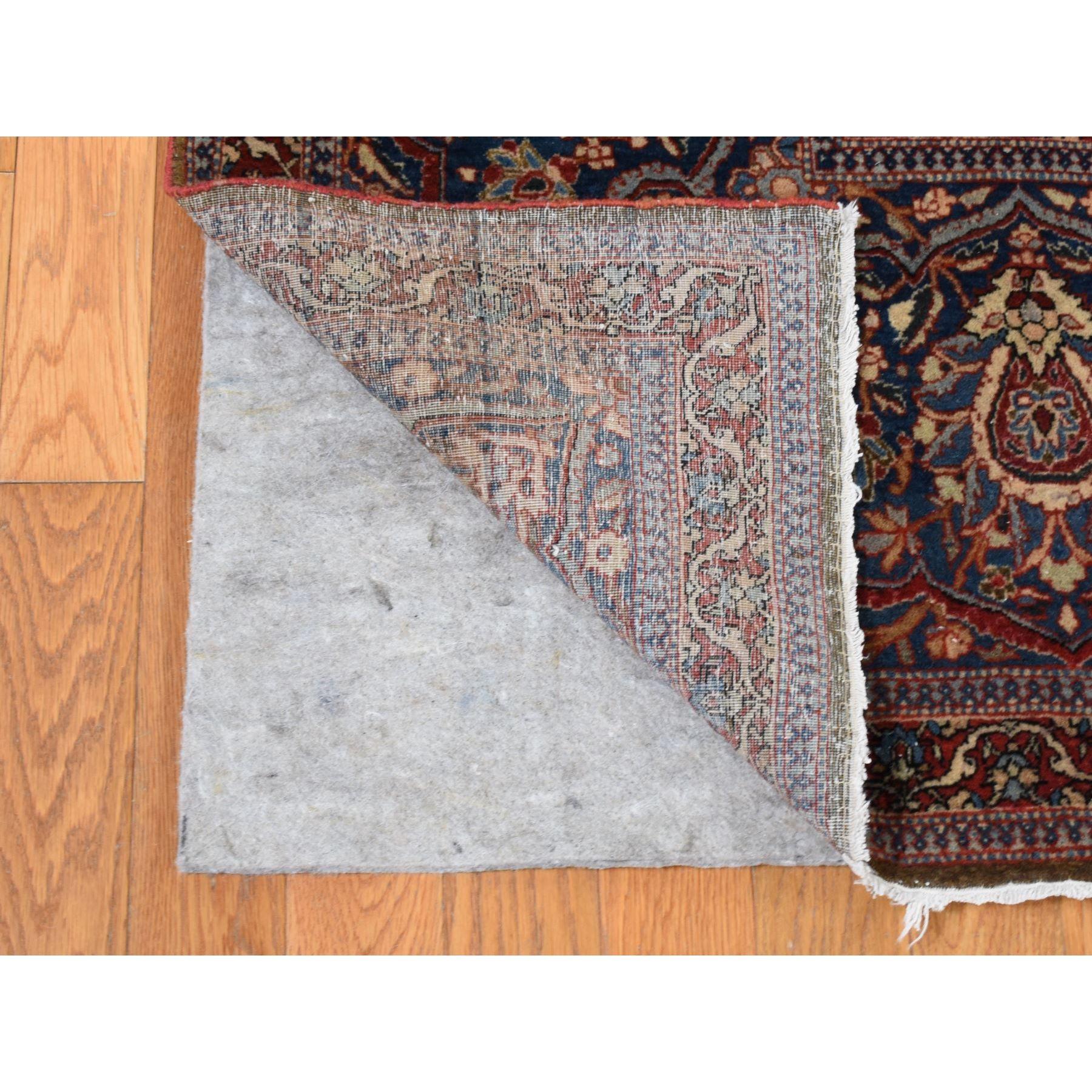 Hand-Knotted Barn Red Antique Persian Kashan Debir Hand Knotted Pure Wool Clean Oversized Rug For Sale