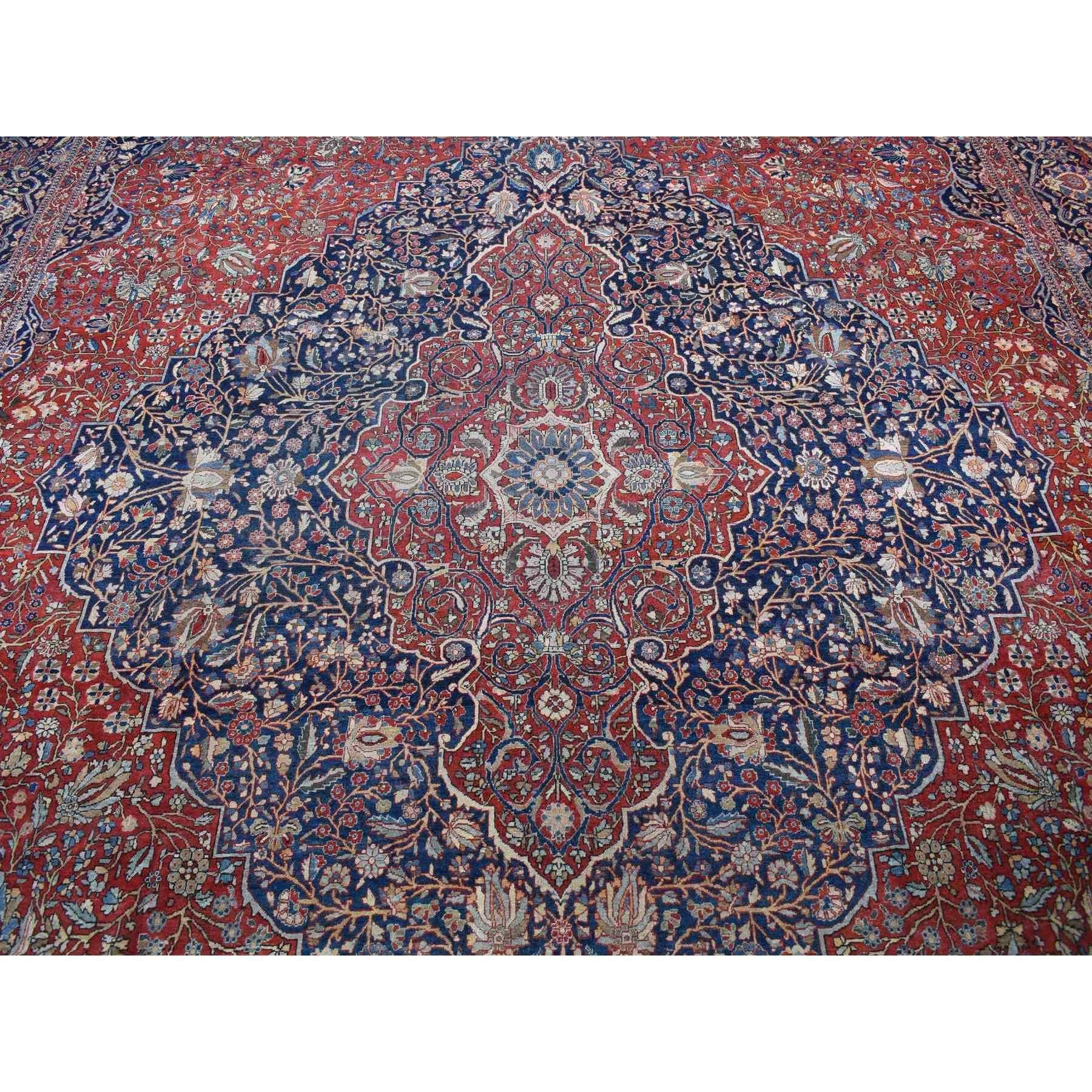 Barn Red Antique Persian Kashan Debir Hand Knotted Pure Wool Clean Oversized Rug For Sale 2