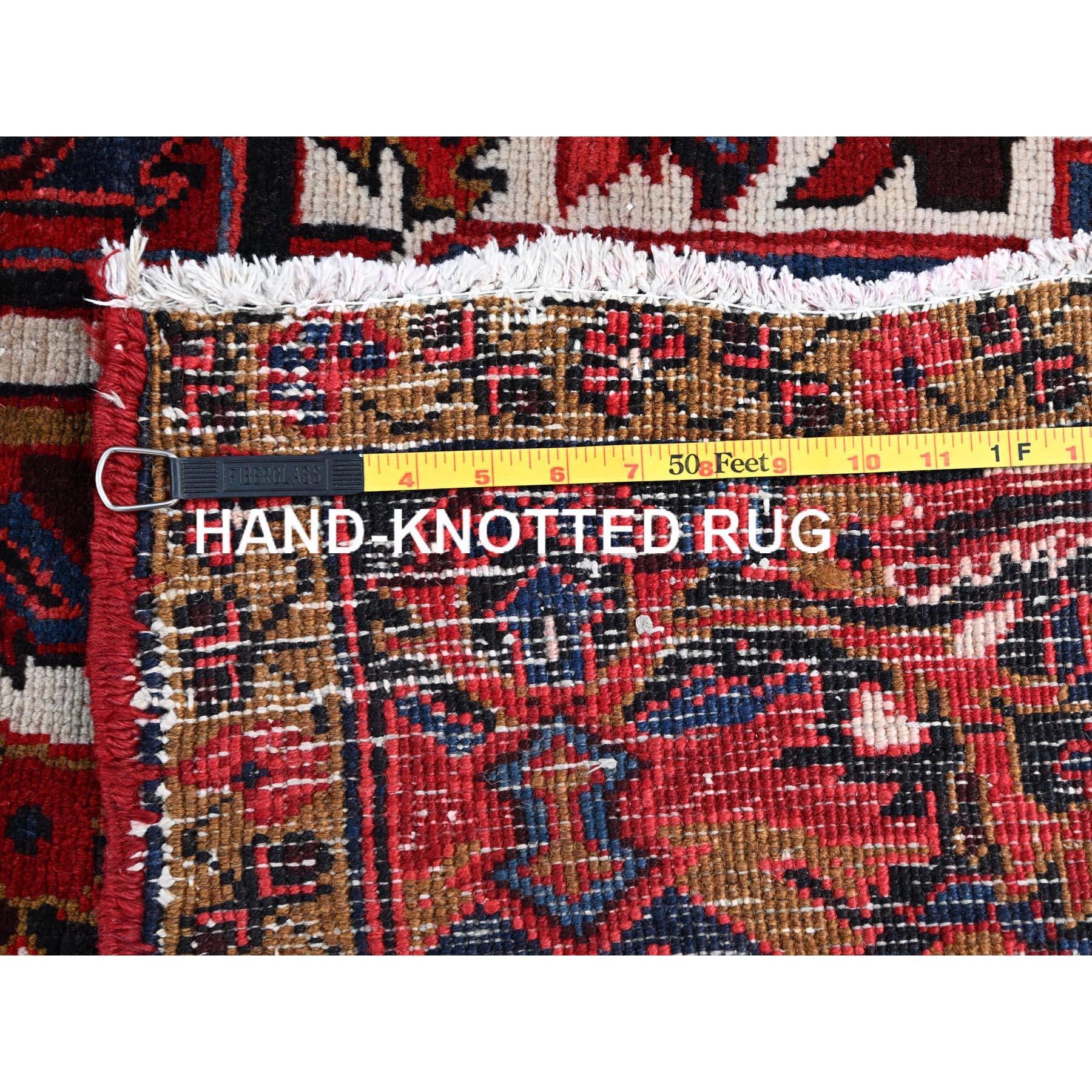 Barn Red Vintage Persian Heriz Good Cond Rustic Look Worn Wool Hand Knotted Rug For Sale 7