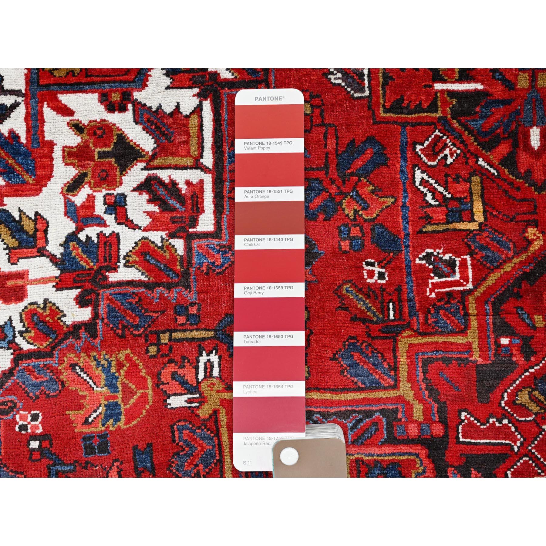 Barn Red Vintage Persian Heriz Good Cond Rustic Look Worn Wool Hand Knotted Rug For Sale 3