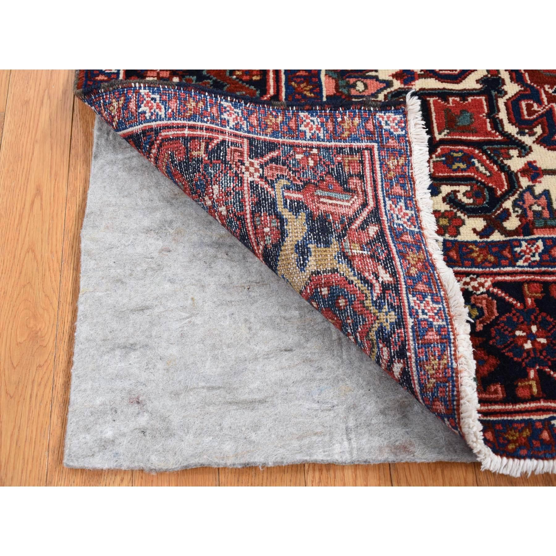 Heriz Serapi Barn Red Vintage Persian Heriz Hand Knotted Pure Wool Soft and Clean Rug For Sale