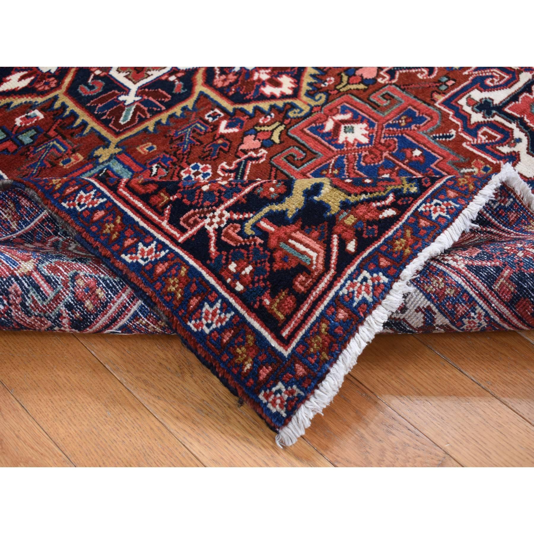 Hand-Knotted Barn Red Vintage Persian Heriz Hand Knotted Pure Wool Soft and Clean Rug For Sale