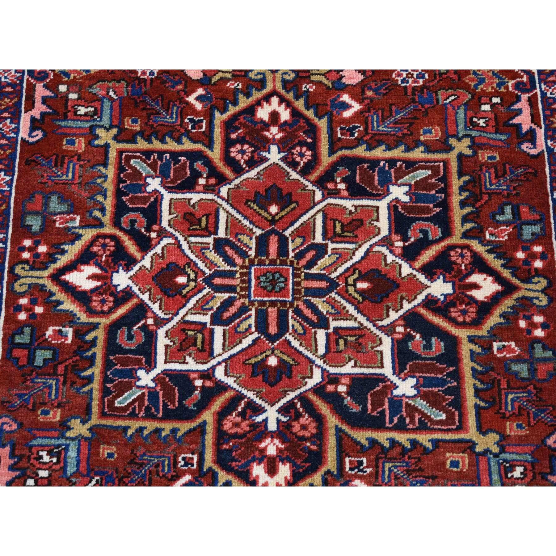 Mid-20th Century Barn Red Vintage Persian Heriz Hand Knotted Pure Wool Soft and Clean Rug For Sale