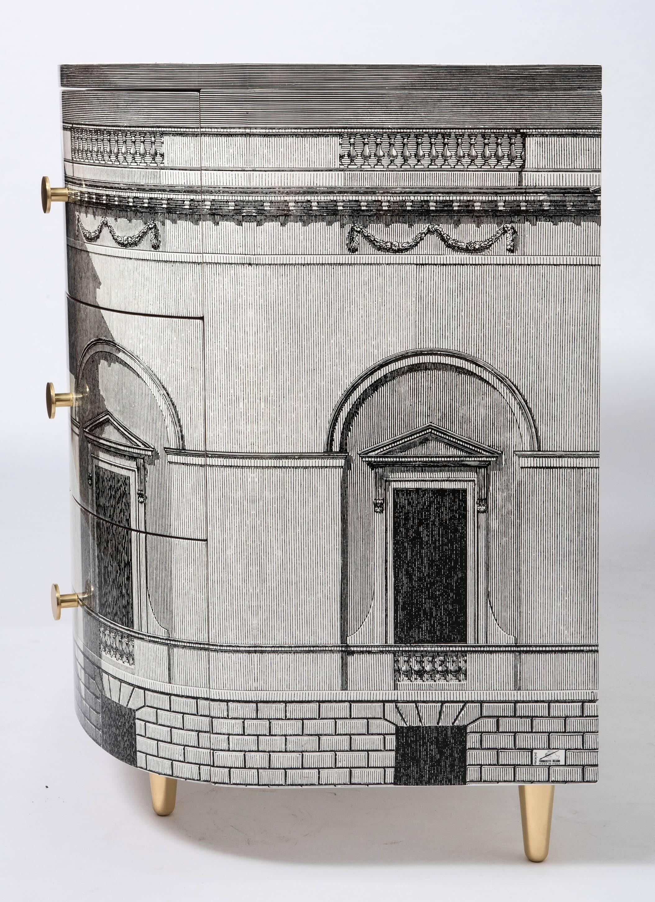 Barnaba Fornasetti Curved “Palladiana” Commode with Three Drawers, Italy, 2017 3