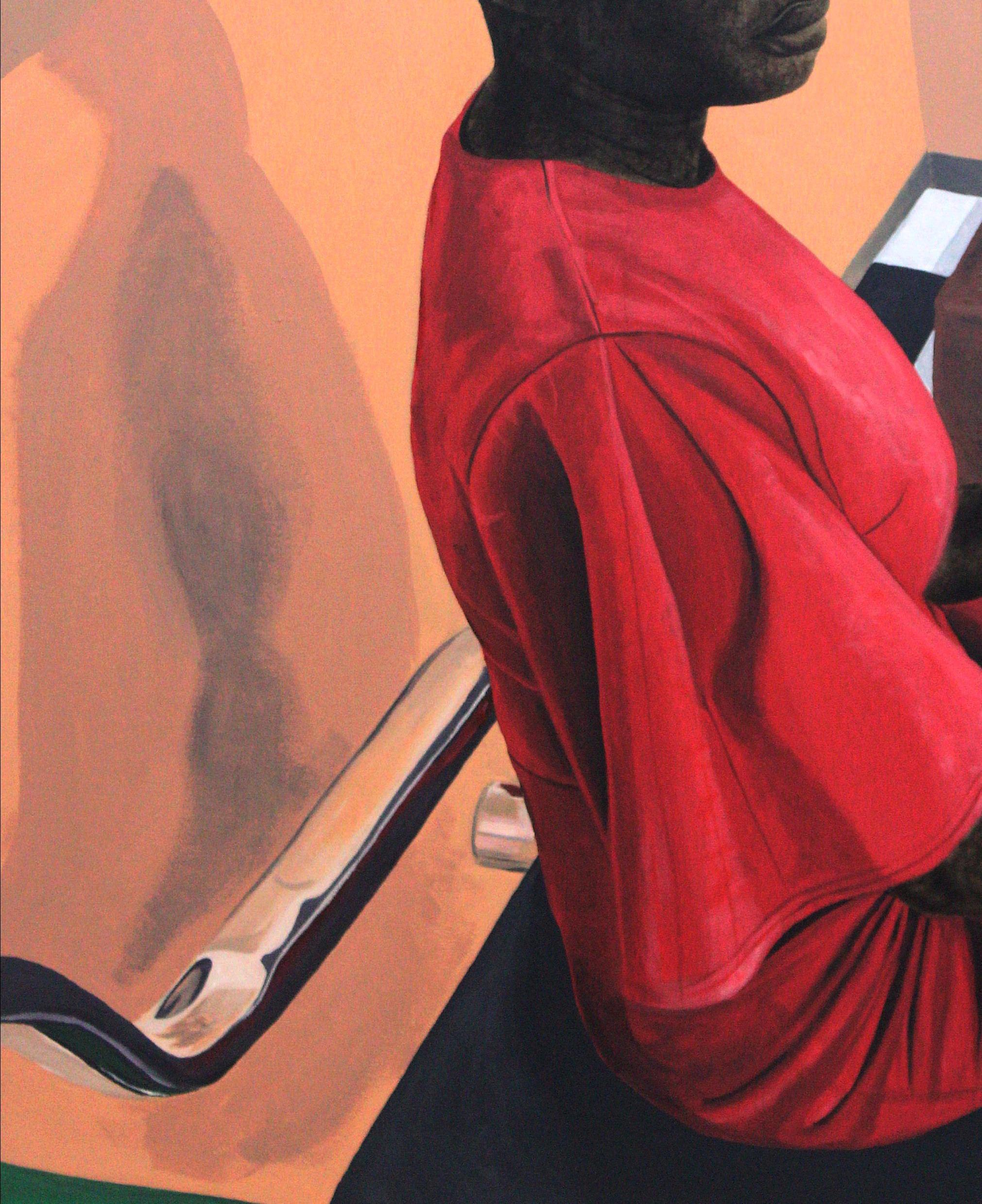 Wait (Denge Dey Pose) - Marron Figurative Painting par Barnabas Macauley