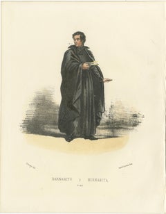 Barnabite - 1862 Hand-Colored Lithograph of a Barnabite Monk