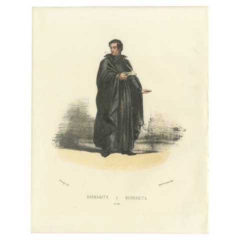 Barnabite - 1862 Hand-Colored Lithograph of a Barnabite Monk