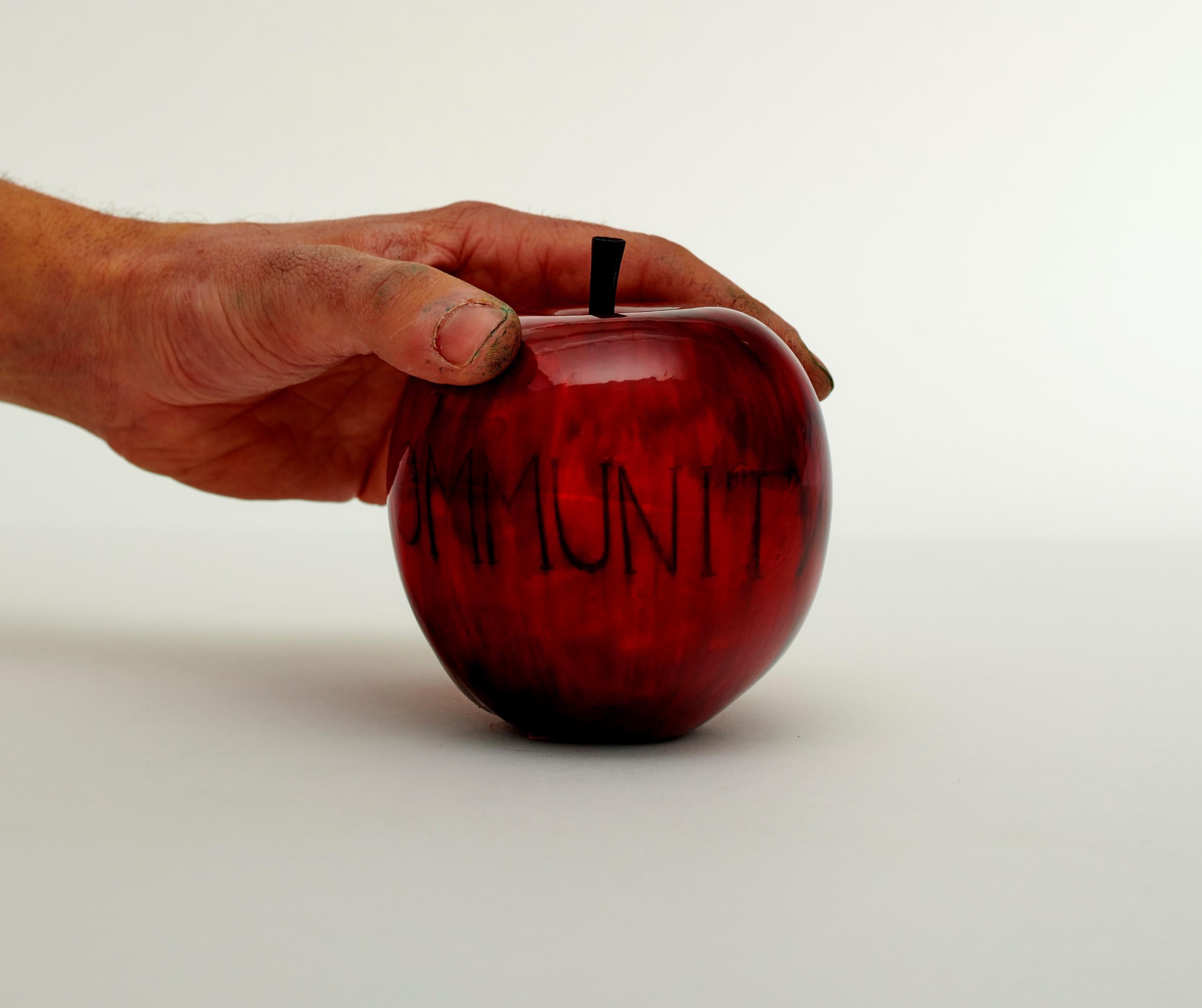 Community (Apple) - Gray Figurative Sculpture by Barnaby Barford