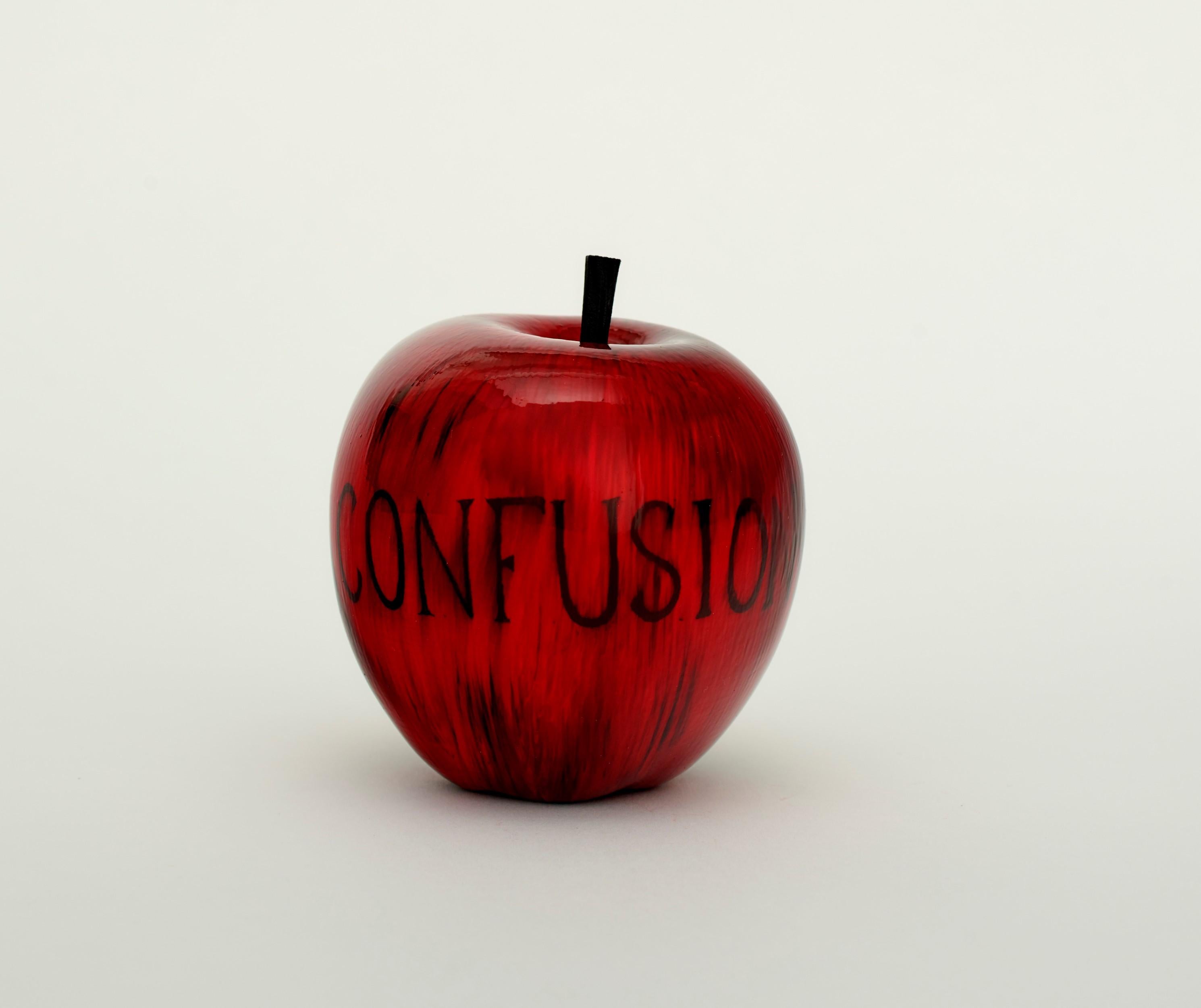 Barnaby Barford Figurative Sculpture - Confusion (Apple)