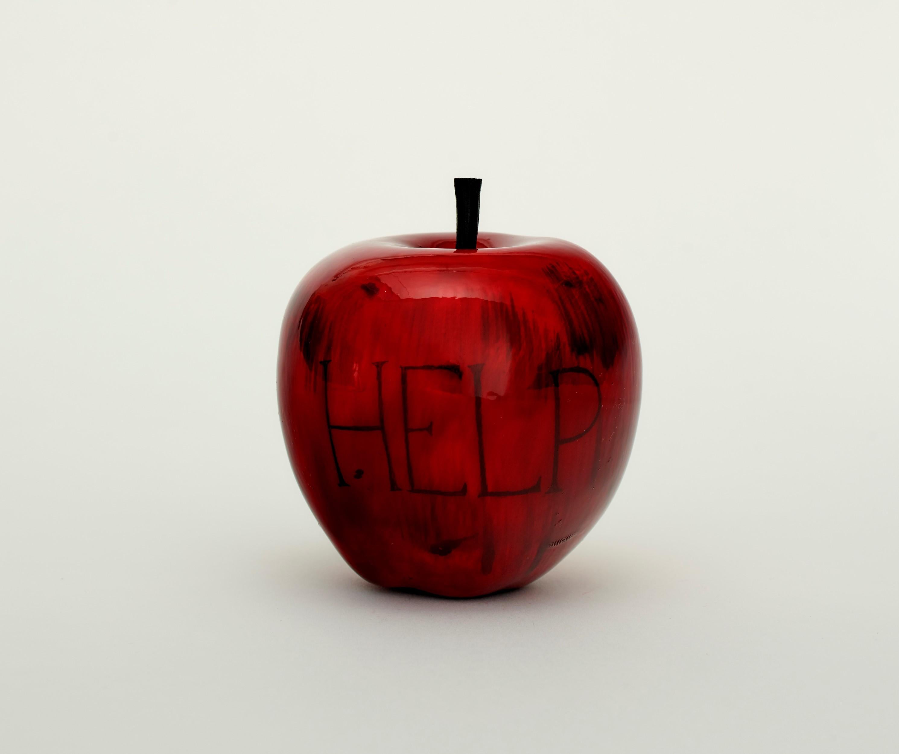 Barnaby Barford Figurative Sculpture - Help (Apple)