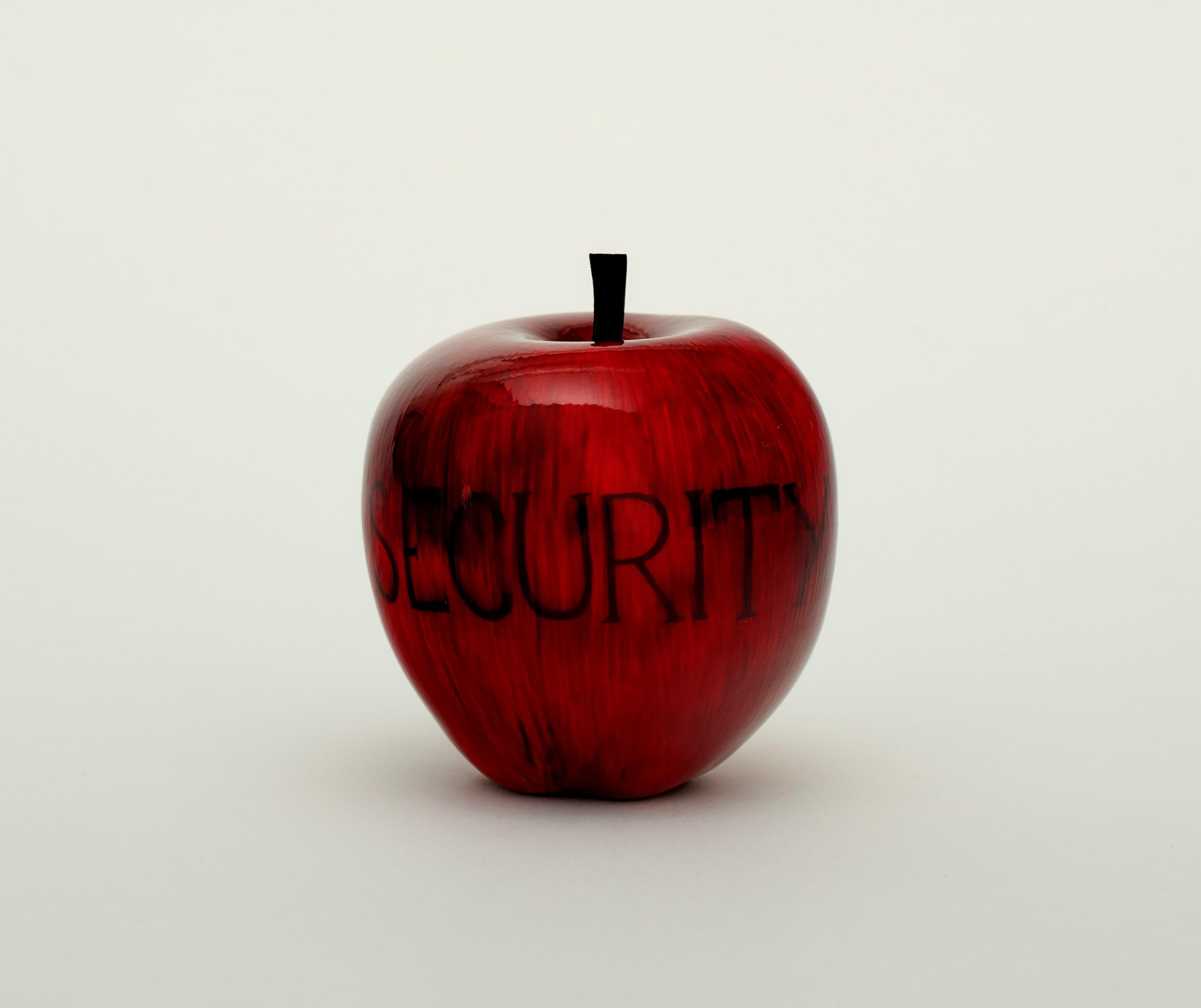 Barnaby Barford Figurative Sculpture - Security (Apple)