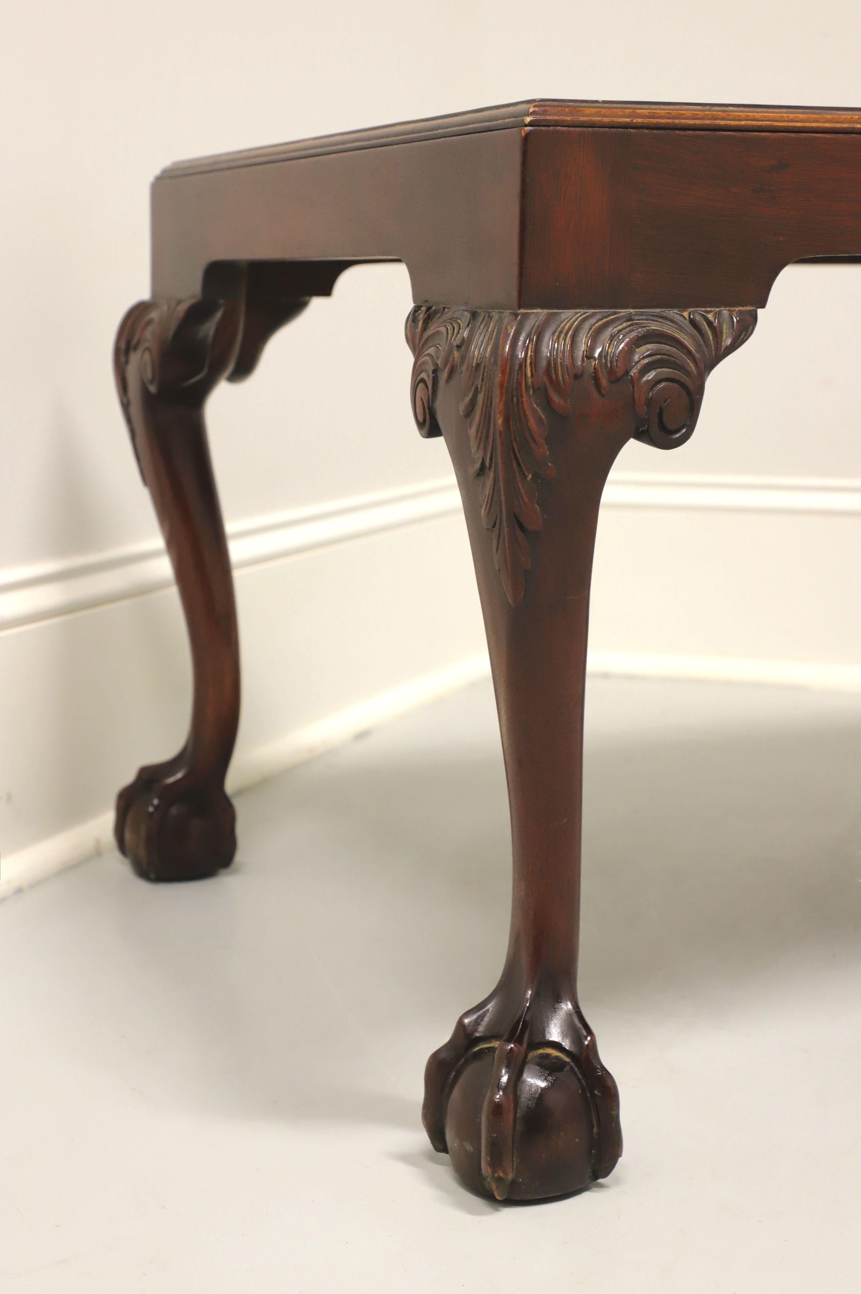 American BARNARD & SIMONDS Mahogany and Leather Chippendale Ball in Claw Coffee Table