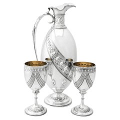 Barnard & Sons Ltd Antique Sterling Silver Claret Jug and Matching Goblets