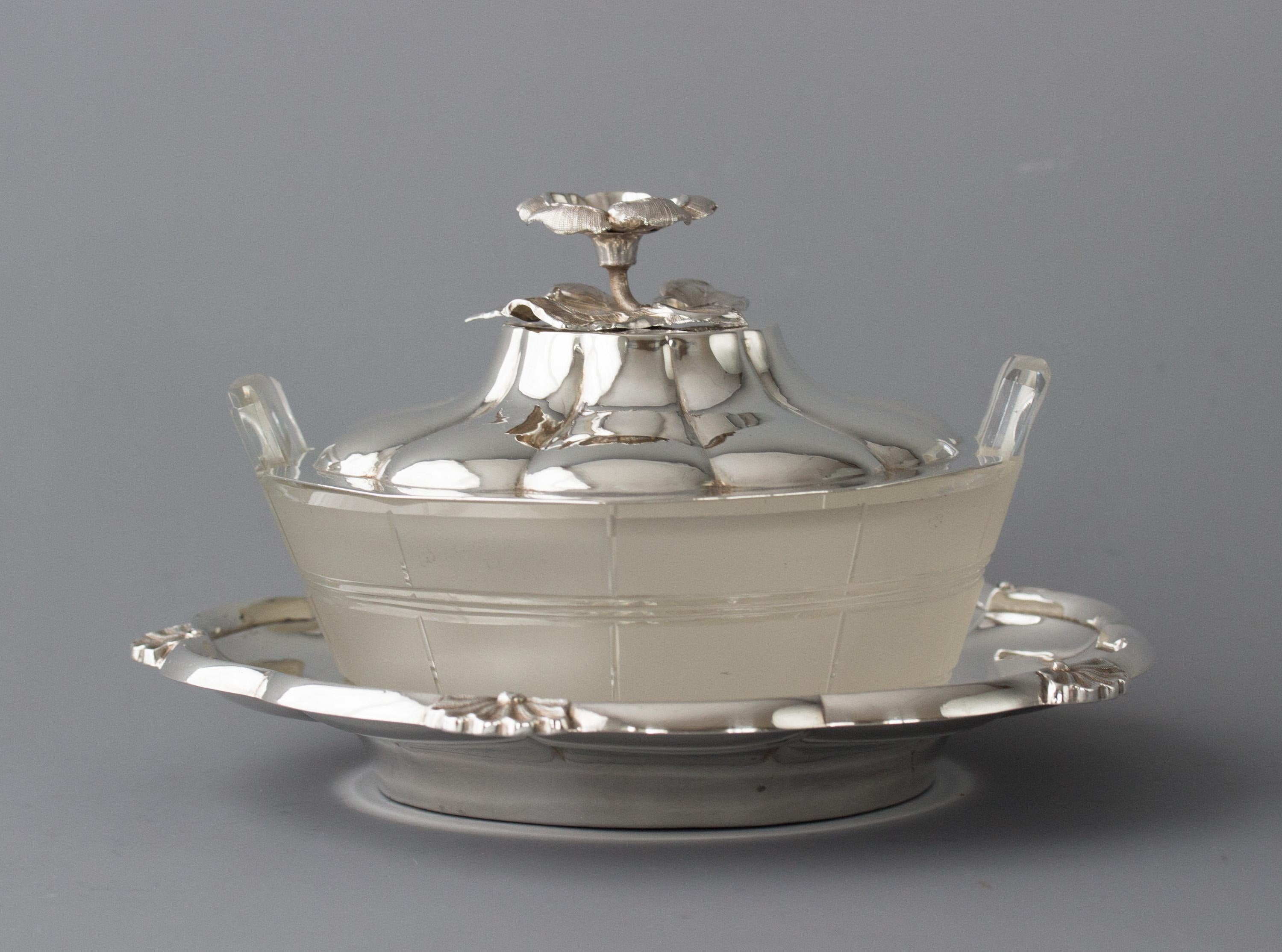 British Barnard William IV Silver and Cut Glass Butter Dish, London, 1834