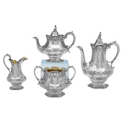 Barnards - Victorian 4 Piece Sterling Silver Tea Set - London 1846