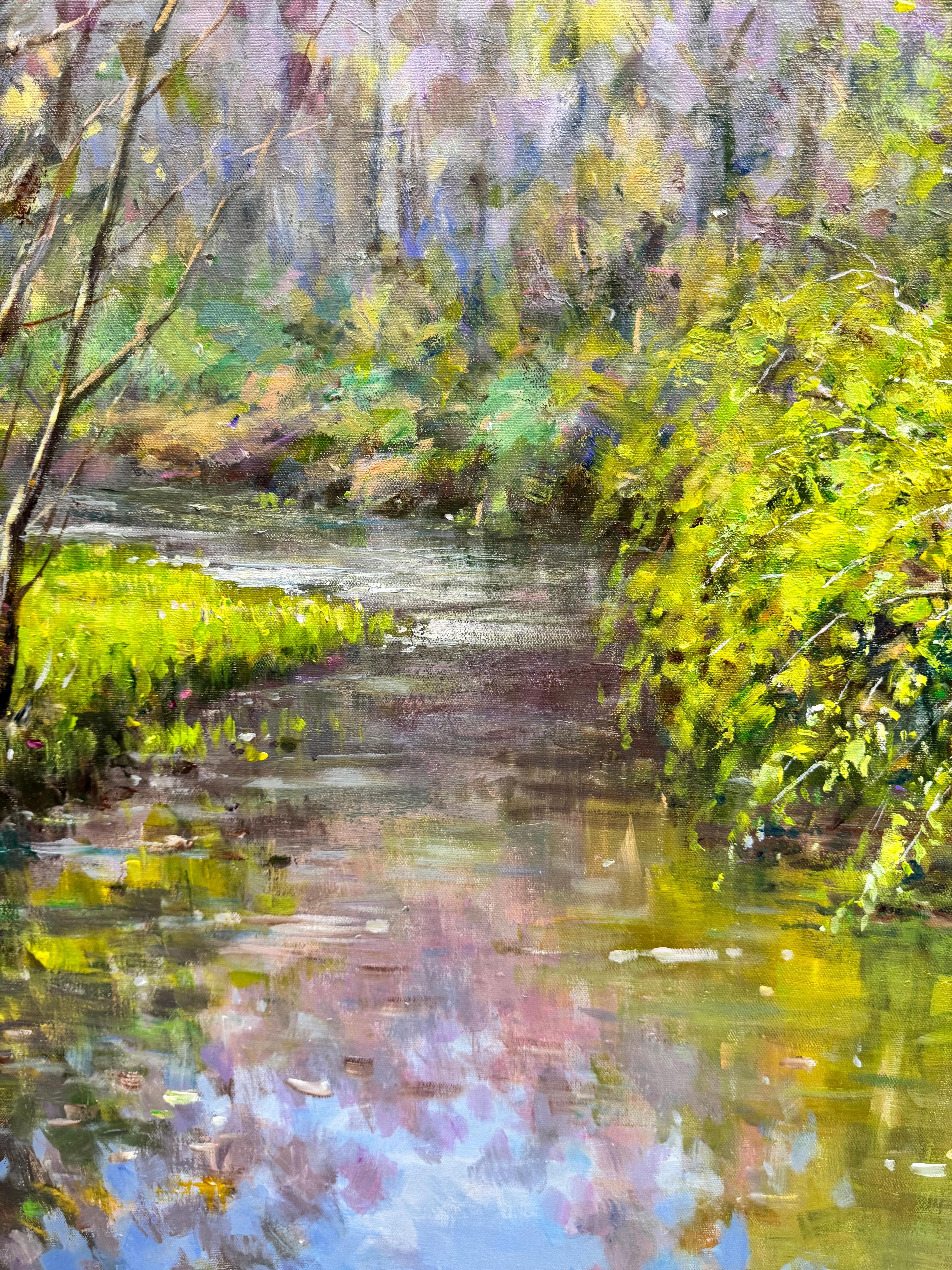 Hidden Creek (Schwarz), Landscape Painting, von Barnes