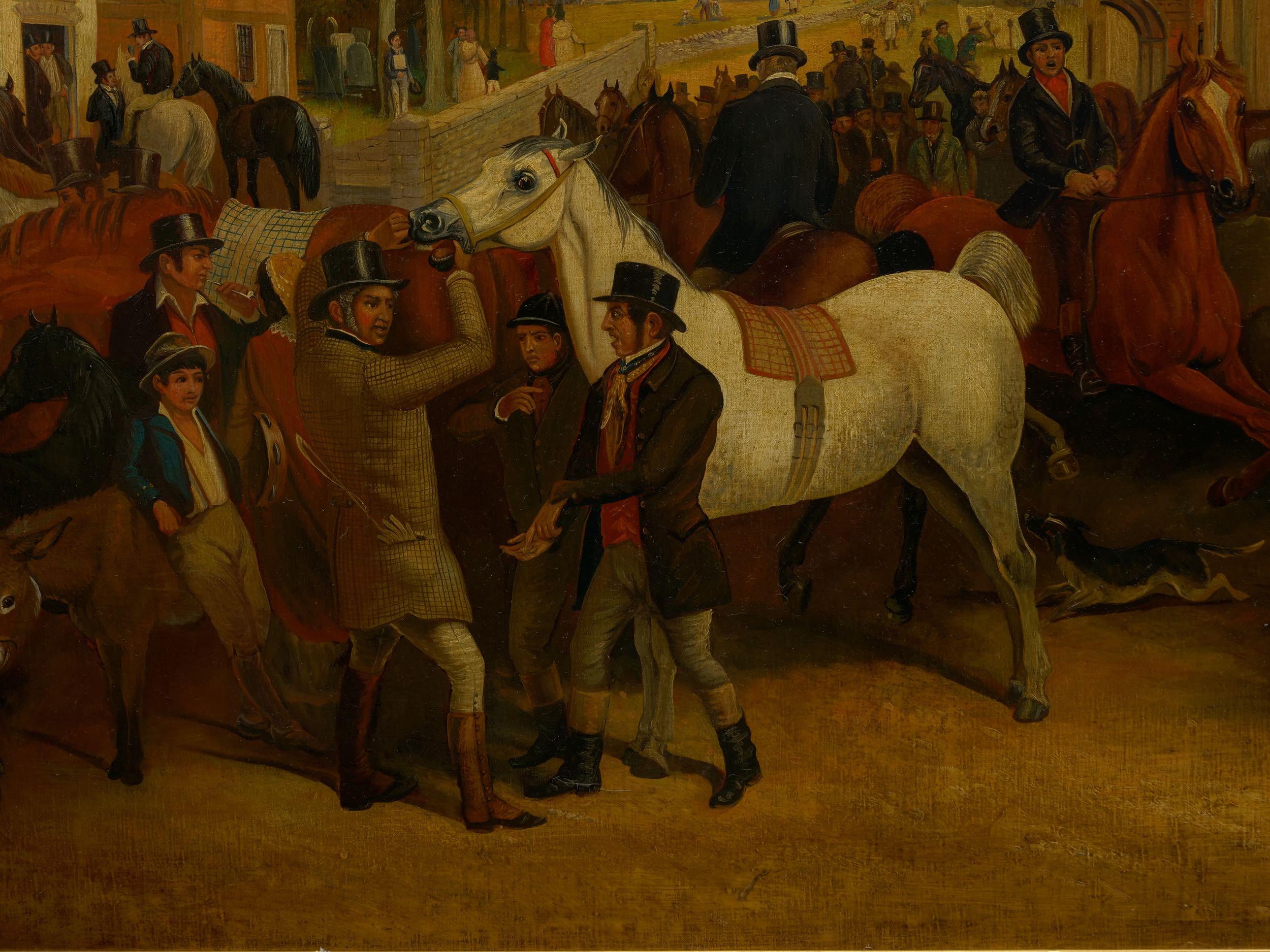 “Barnet Fair” '1845' Antique English Oil Painting of Horses by Thomas Smythe 1