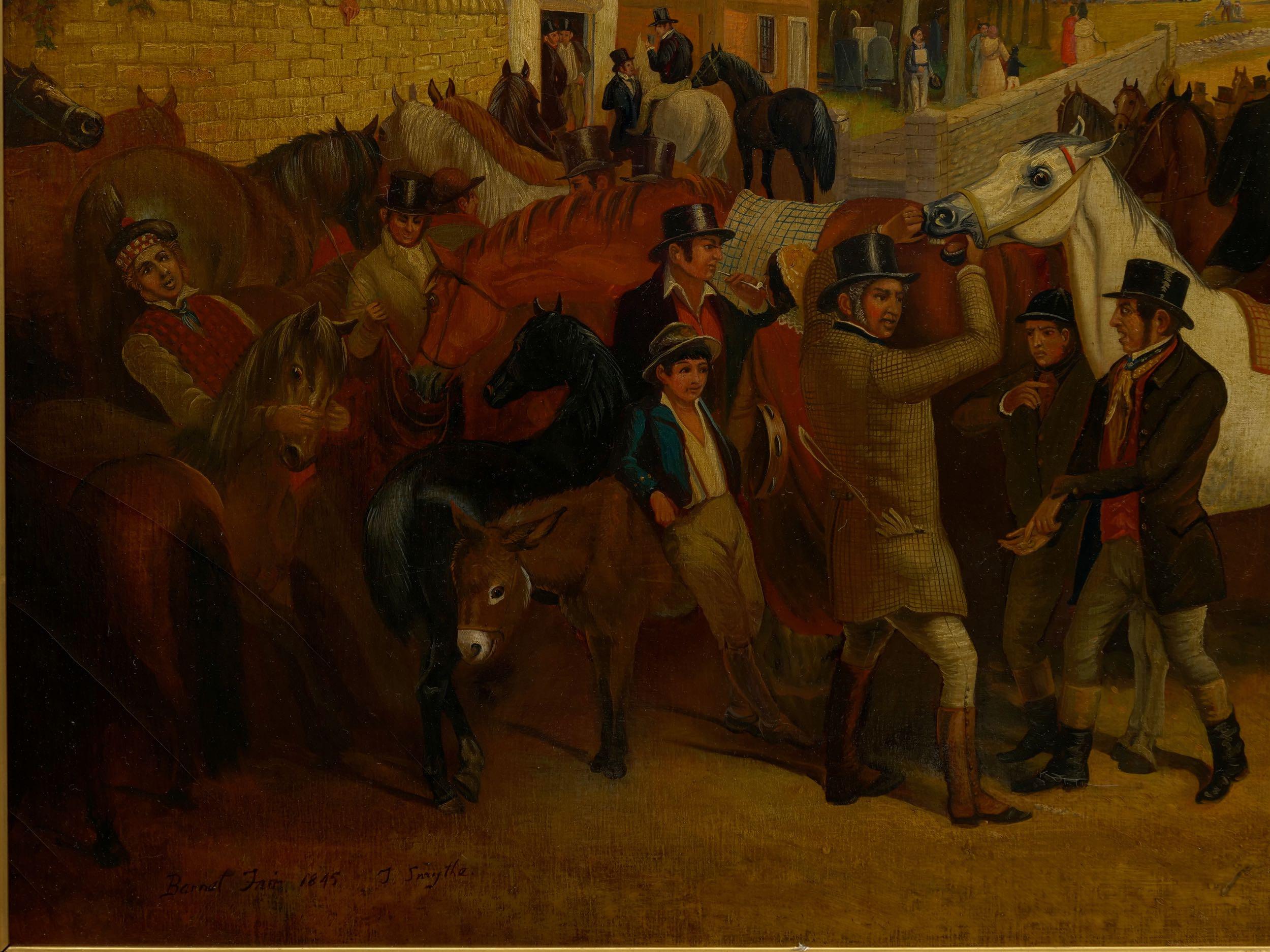 “Barnet Fair” '1845' Antique English Oil Painting of Horses by Thomas Smythe 2