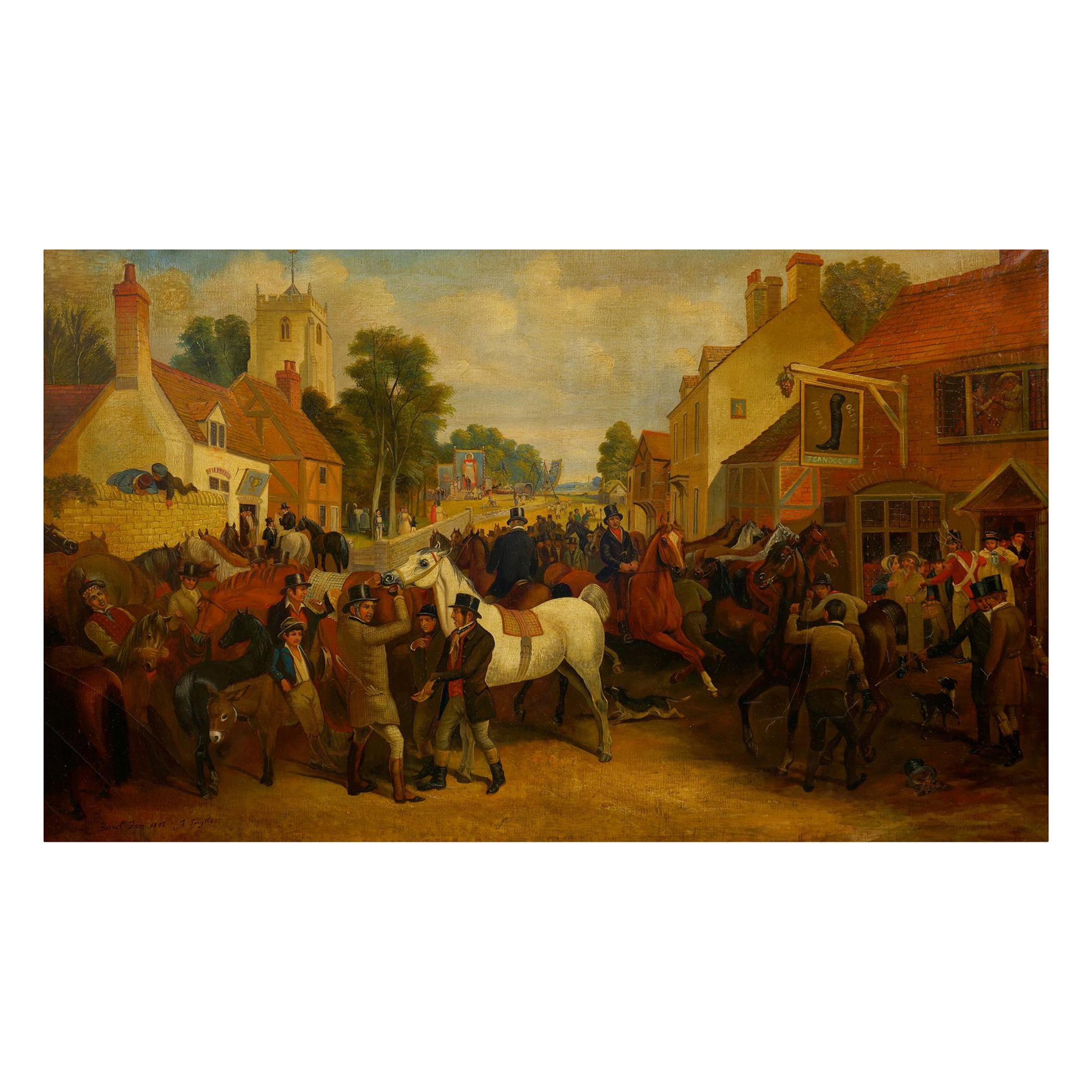 “Barnet Fair” '1845' Antique English Oil Painting of Horses by Thomas Smythe