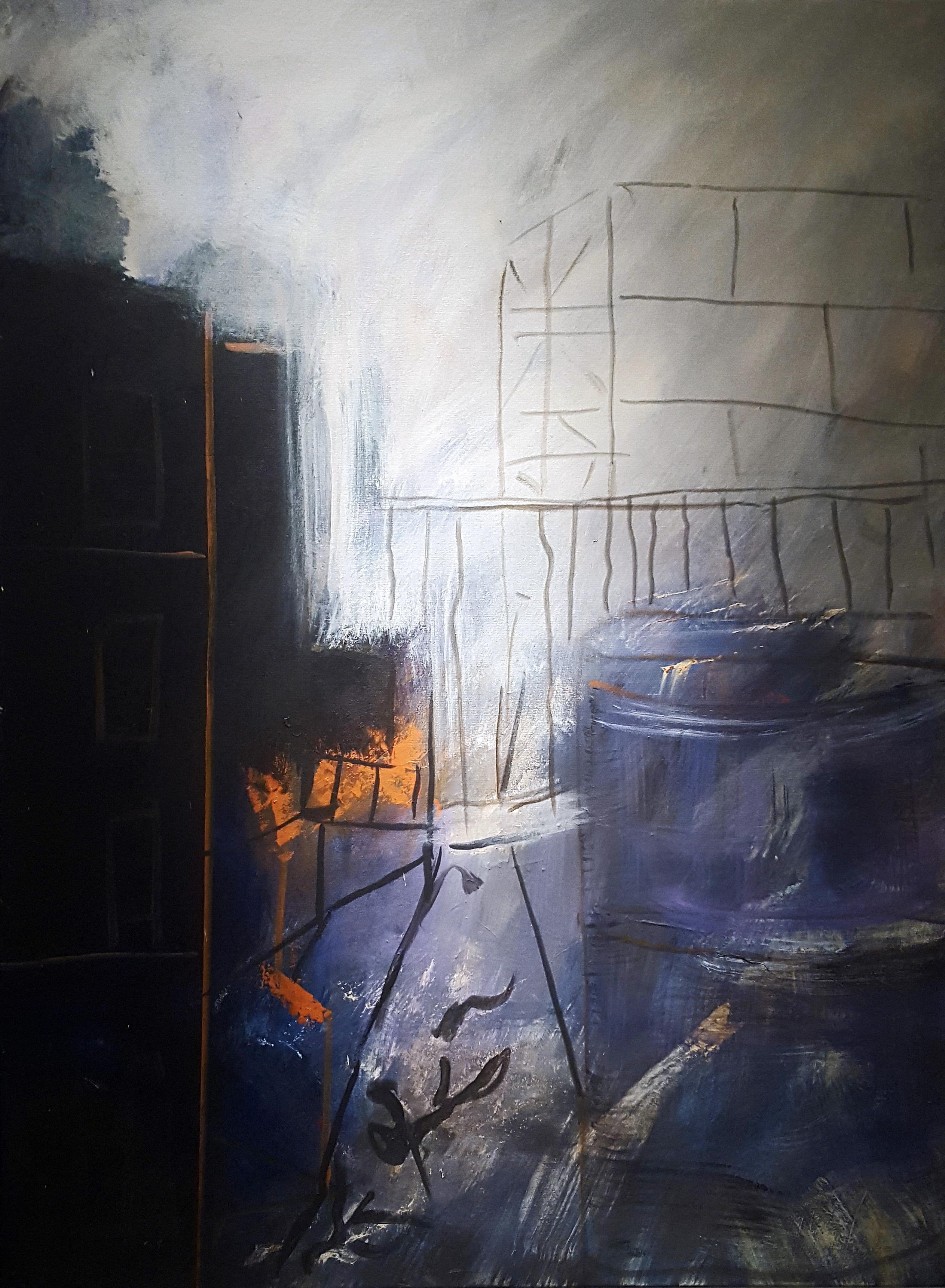 Abstract Painting di Barnett Suskind - Solo un'altra sera 48 x 36 acrilico su tela, Pittura, Acrilico su tela
