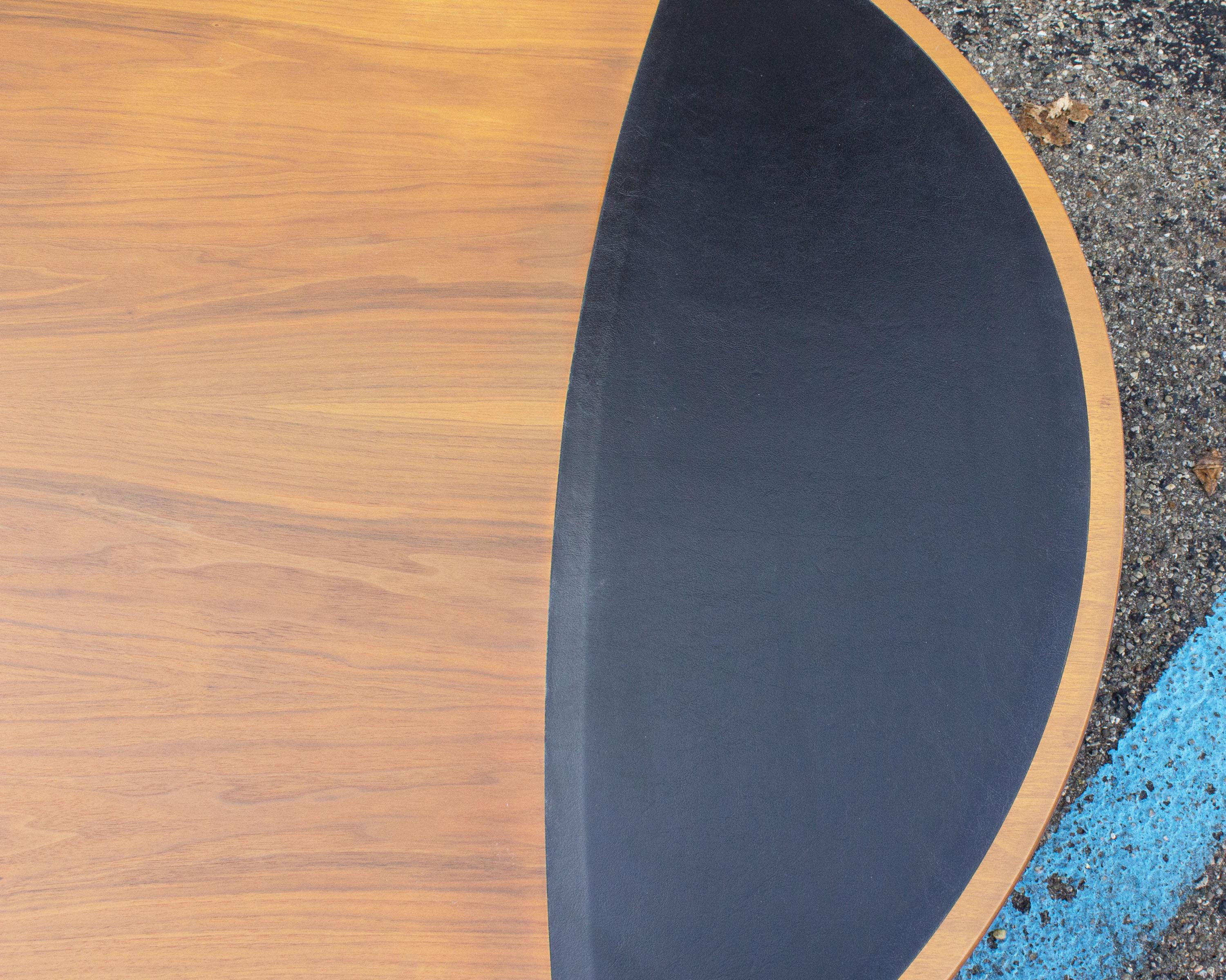 Mid-Century Modern Barney Flagg Drexel “Parallel” Coffee Walnut and Leather Table