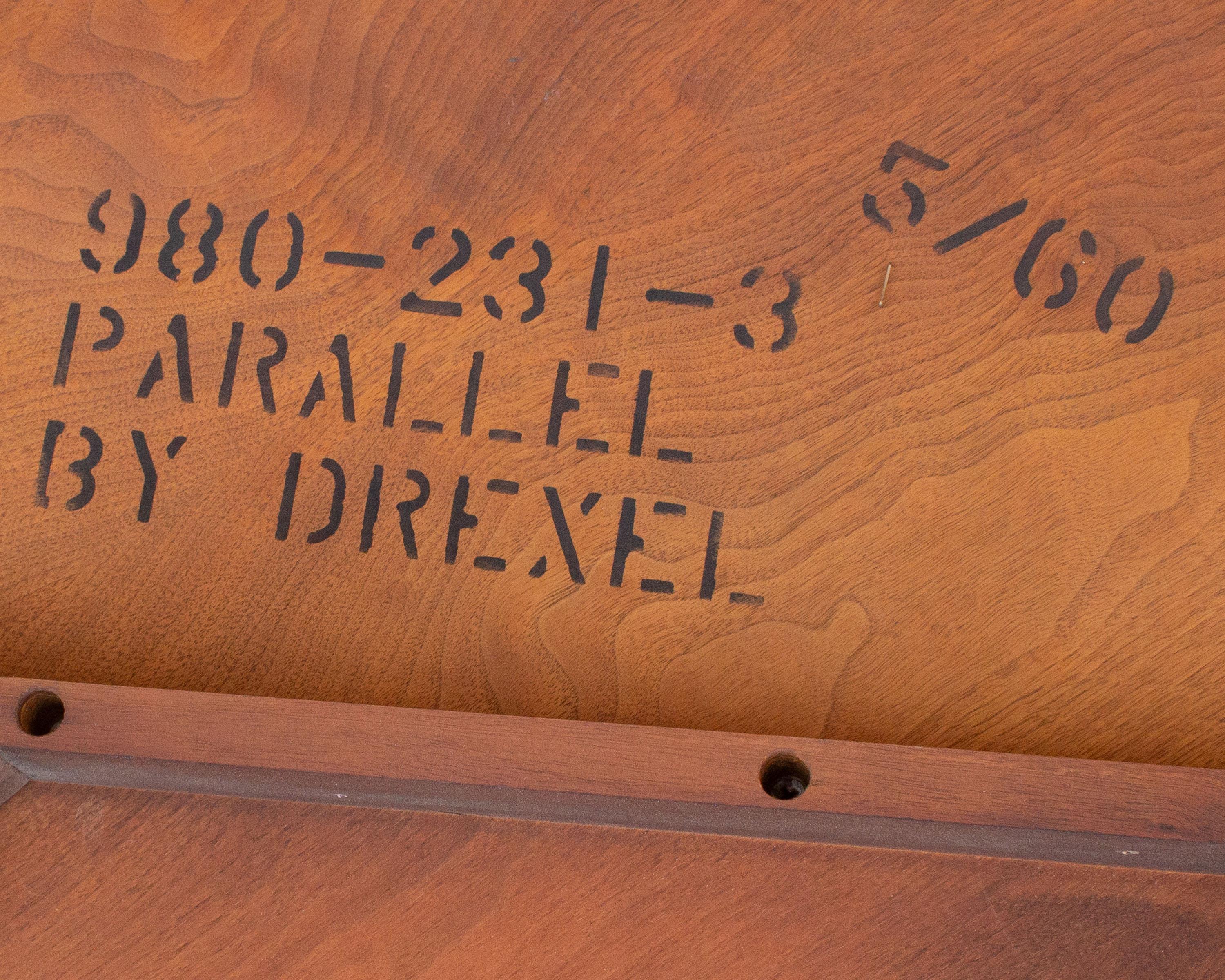 20th Century Barney Flagg Drexel “Parallel” Coffee Walnut and Leather Table