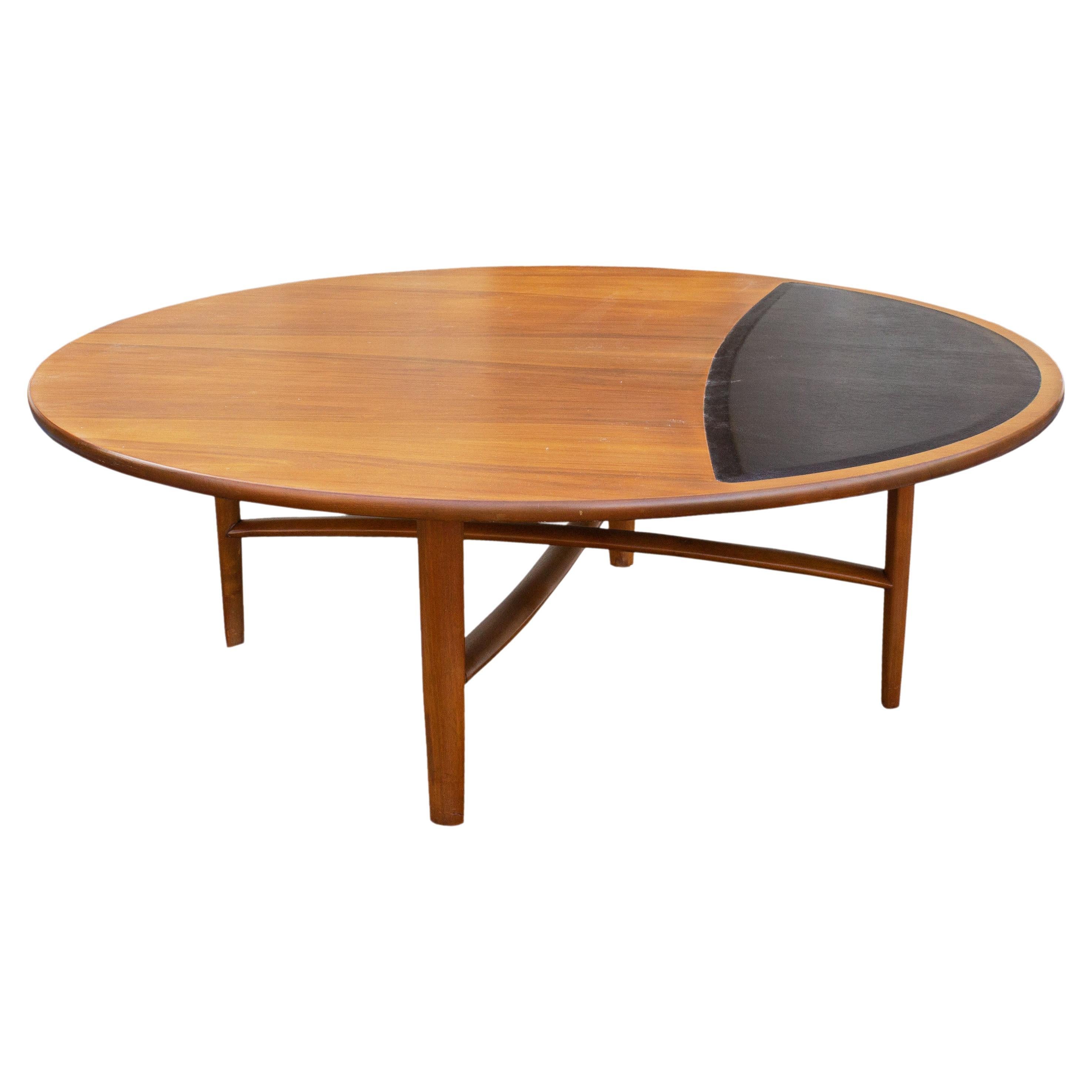 Barney Flagg Drexel “Parallel” Coffee Walnut and Leather Table