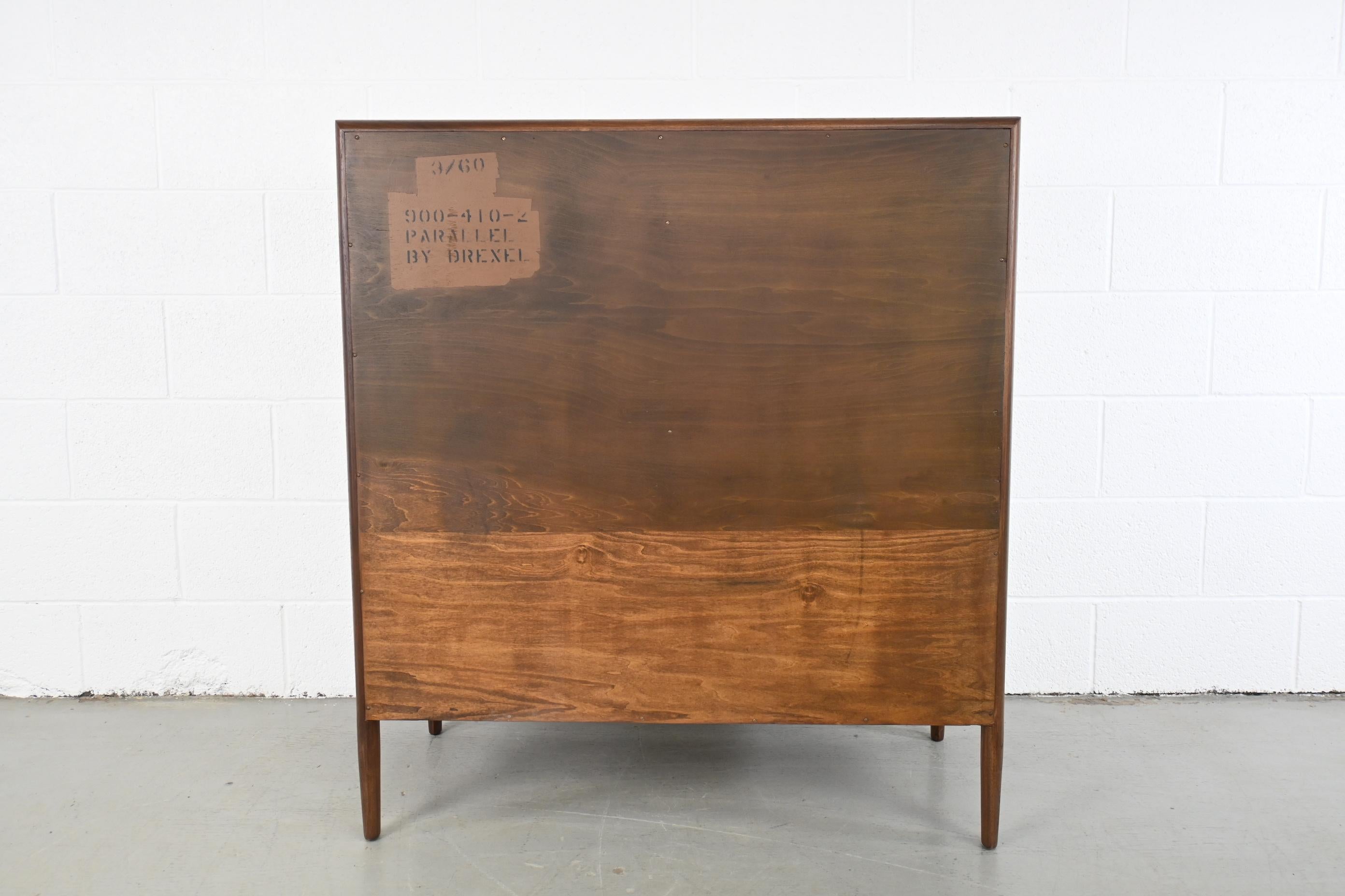 Barney Flagg for Drexel Furniture Parallel Walnut Mid Century Highboy Dresser 4