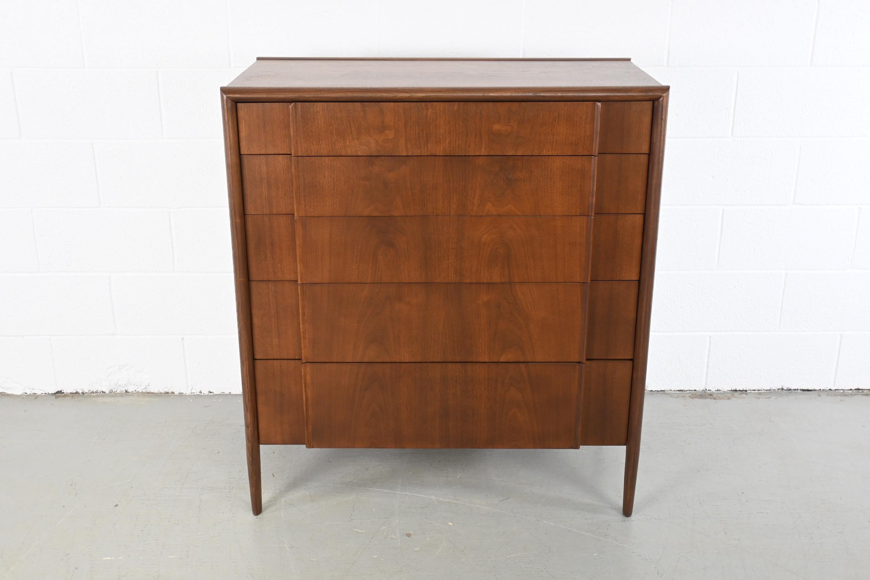 American Barney Flagg for Drexel Furniture Parallel Walnut Mid Century Highboy Dresser
