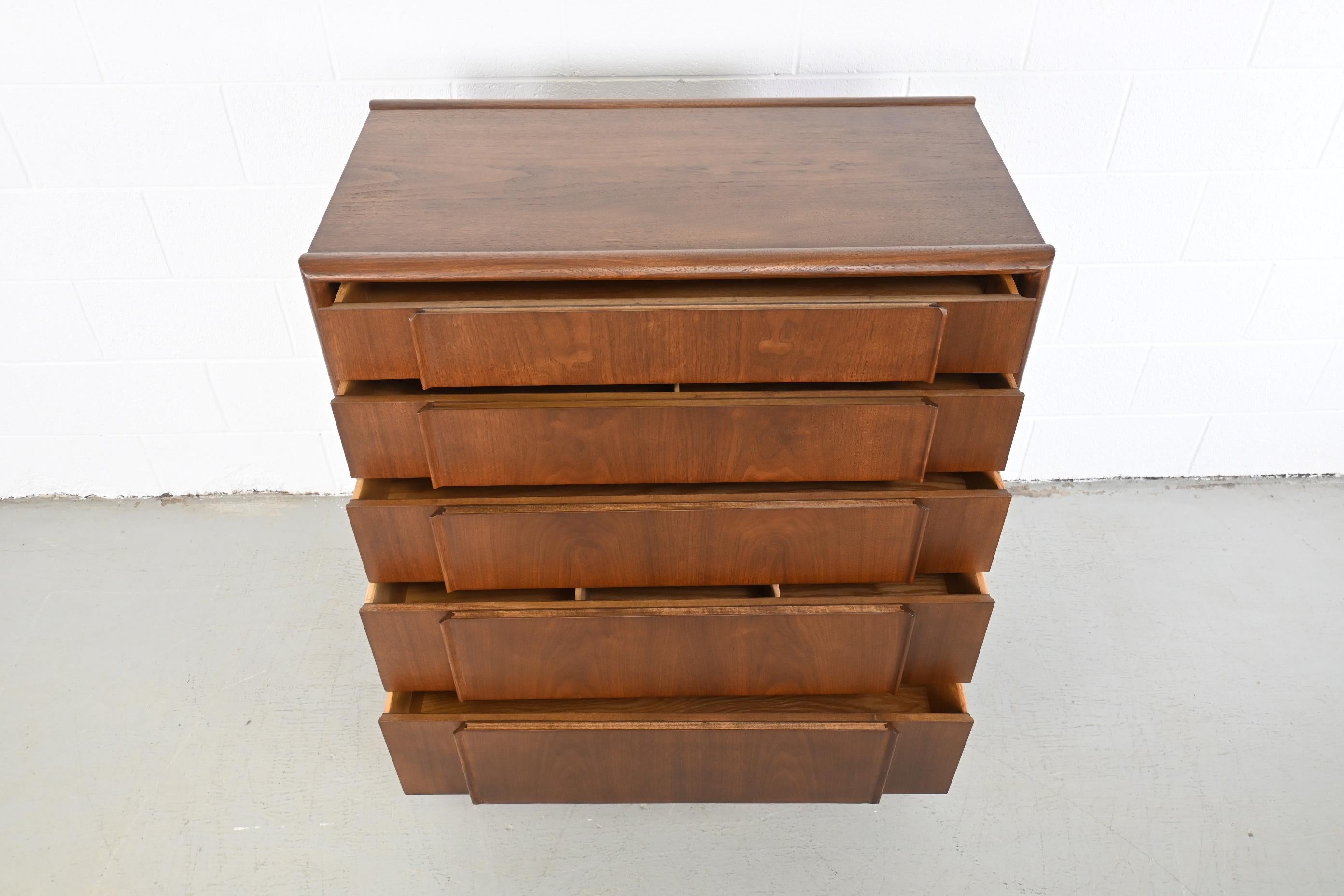 Barney Flagg for Drexel Furniture Parallel Walnut Mid Century Highboy Dresser 1