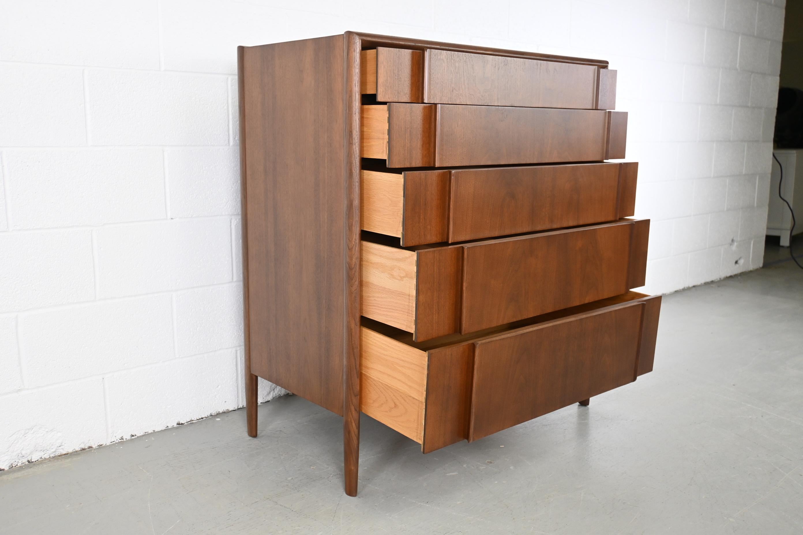 Barney Flagg for Drexel Furniture Parallel Walnut Mid Century Highboy Dresser 2