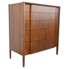 Barney Flagg for Drexel Furniture Parallel Walnut Mid Century Highboy Dresser