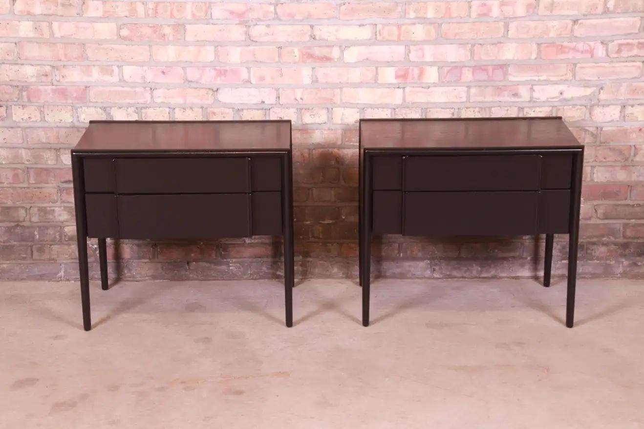 A gorgeous pair of Mid-Century Modern bedside tables

By Barney Flagg for Drexel Furniture, 