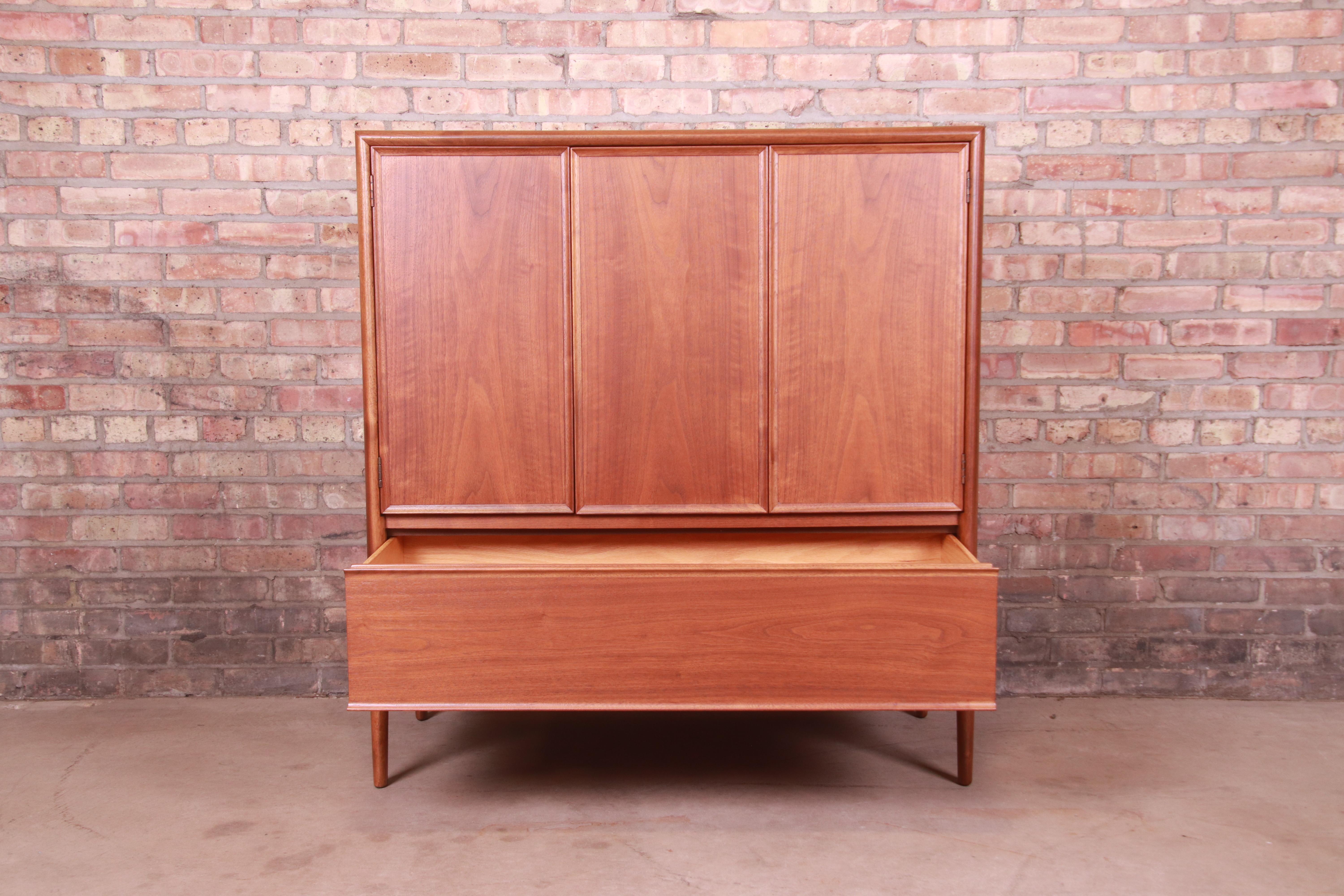 Barney Flagg for Drexel Parallel Walnut Gentleman's Chest, Newly Refinished 5