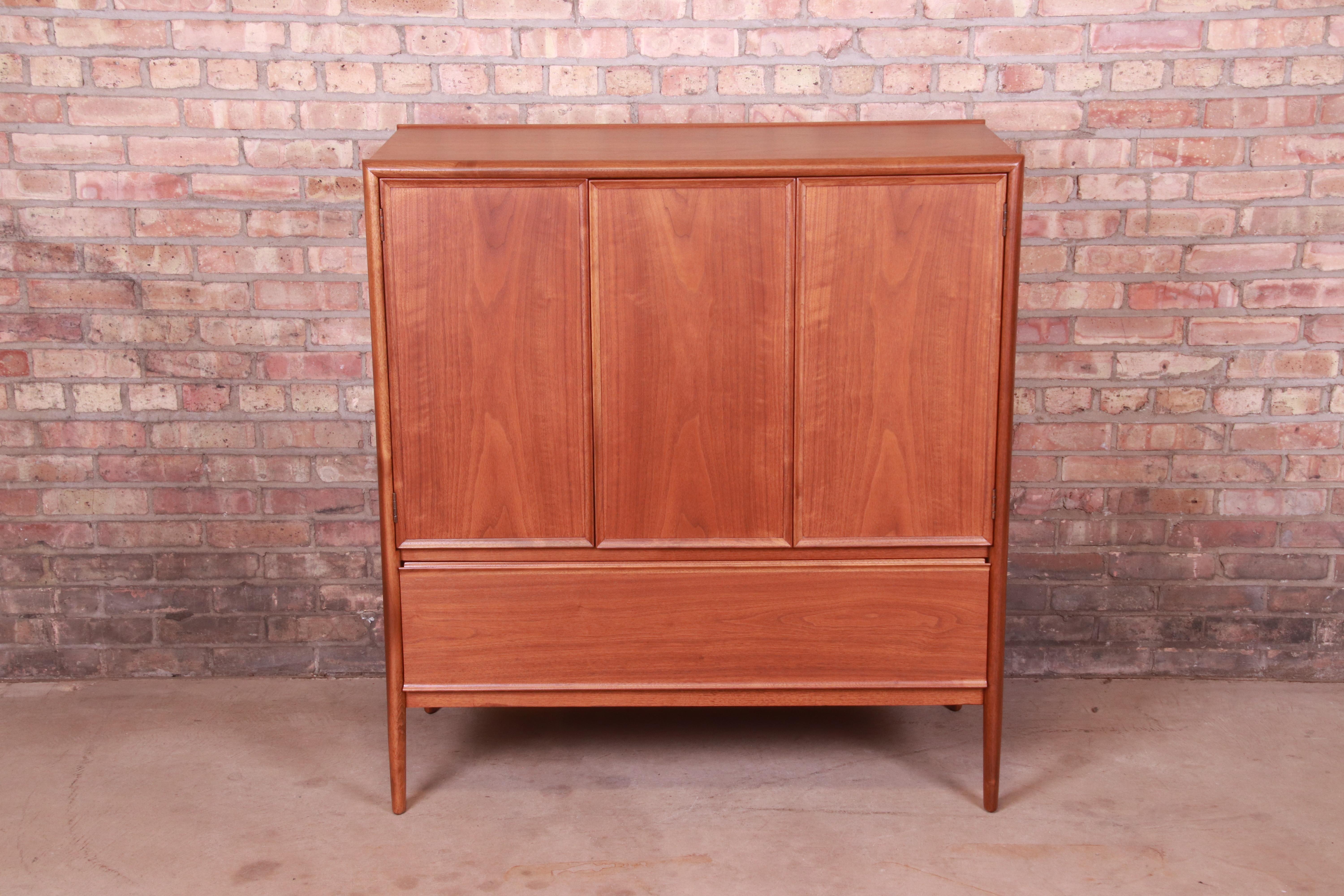 Mid-Century Modern Barney Flagg for Drexel Parallel Walnut Gentleman's Chest, Newly Refinished