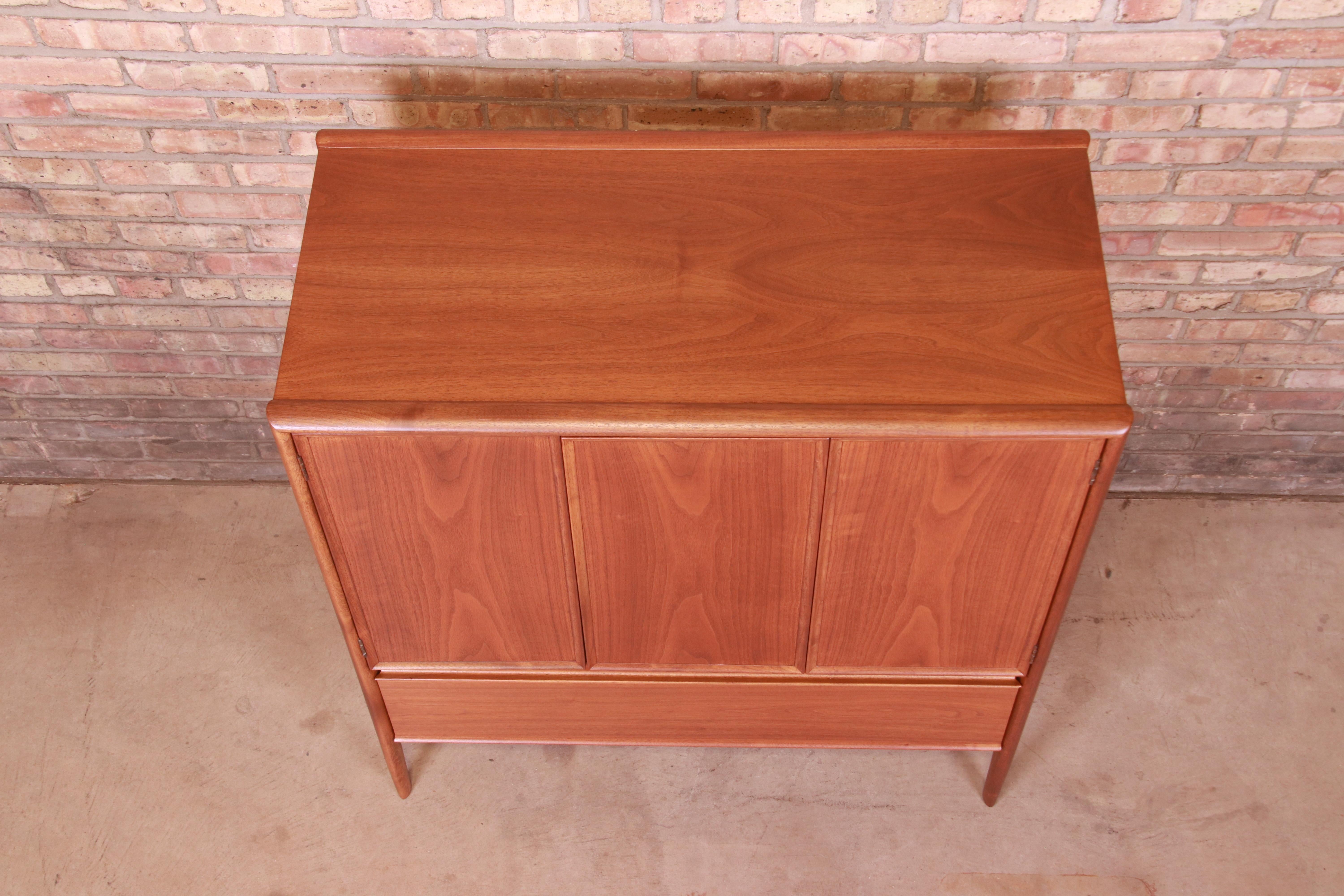 Mid-20th Century Barney Flagg for Drexel Parallel Walnut Gentleman's Chest, Newly Refinished