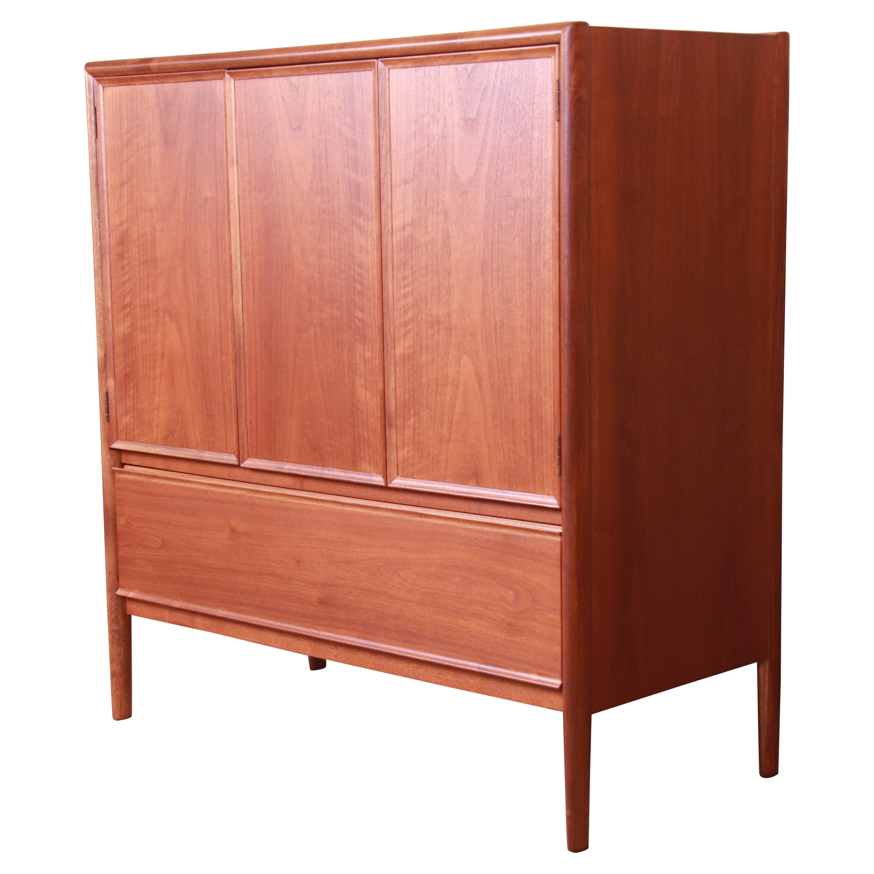 Barney Flagg for Drexel Parallel Walnut Gentleman
s Chest, Newly Refinished