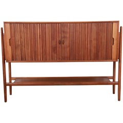Barney Flagg for Drexel Parallel Walnut Tambour Door Sideboard Credenza