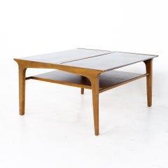Barney Flagg for Drexel Profile Mid Century Leather Top Coffee Table