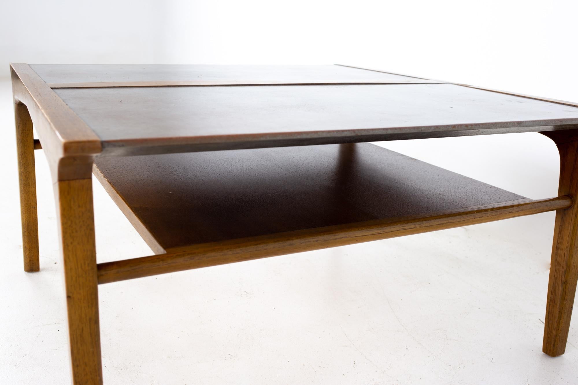 Late 20th Century Barney Flagg for Drexel Profile Mid Century Leather Top Coffee Table